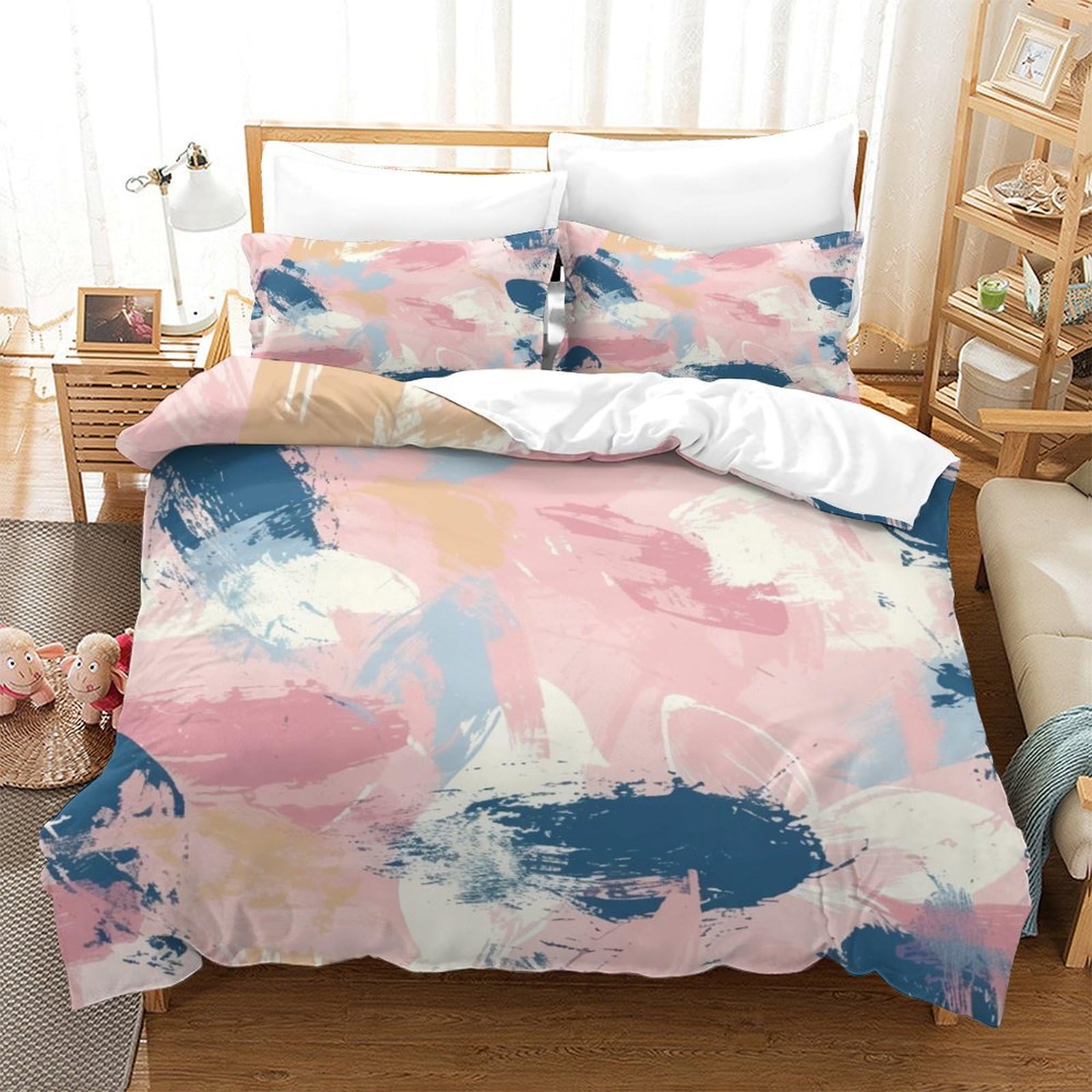P1S9U7W5Y Nordic Abstract Pattern 3D Printed Duvet Cover Set 3pcs Microfiber Artistic Bedding Set Double（200x200cm）
