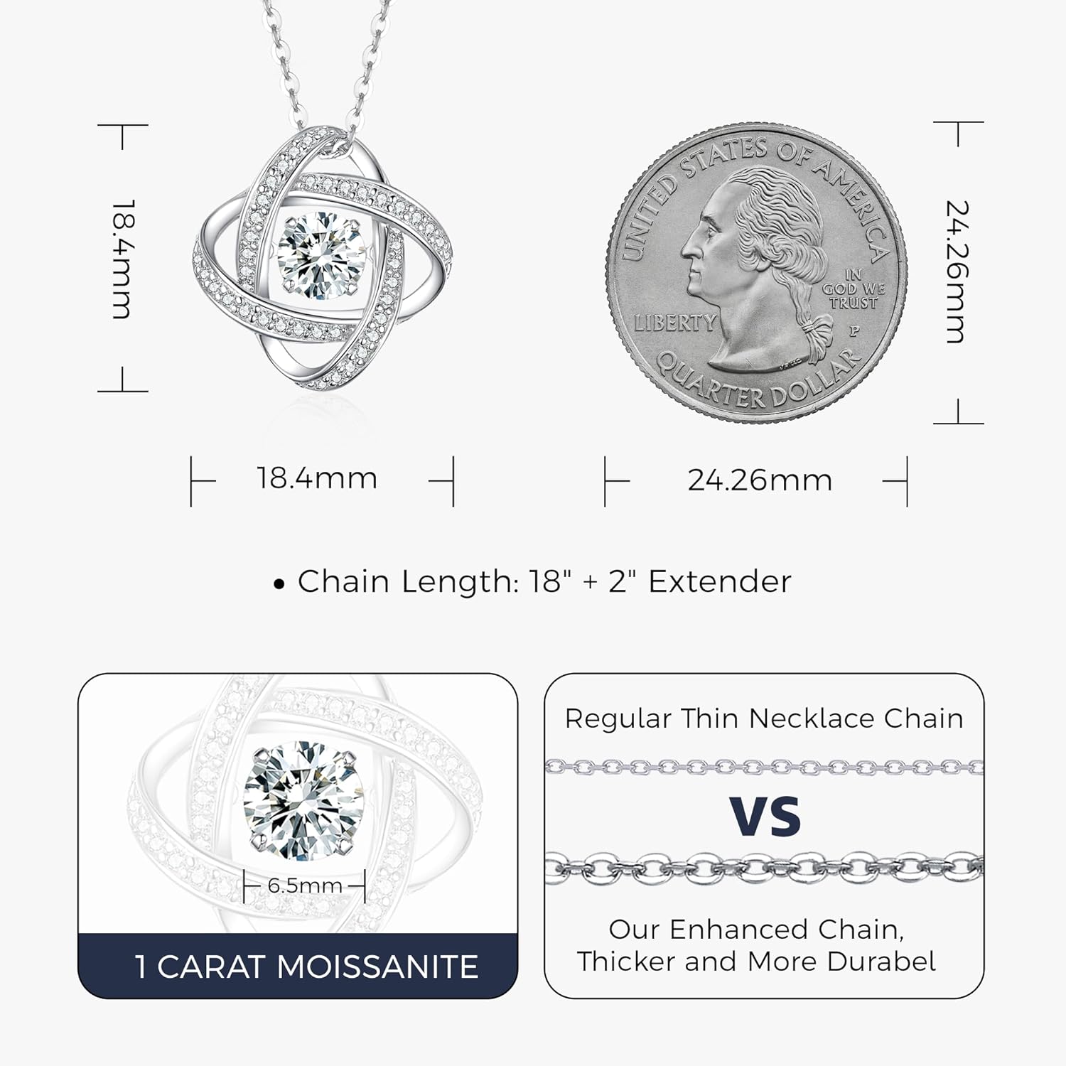 boya Moissanite Necklace, 0.5-1 Carat Necklaces for Women, Dancing Necklace, D Color VVS1 Round Pendant Jewelry, Mother's Day Jewelry Gifts for Women Mom/Wife - Image 4