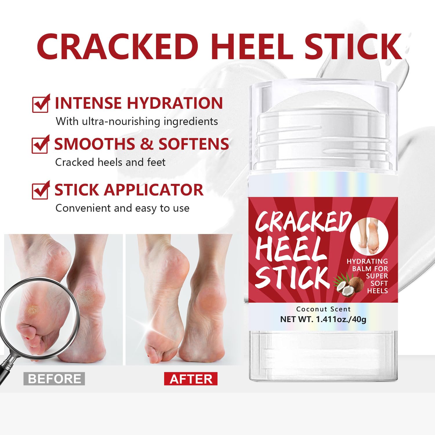 Foot Cream For Cracked Heels And Dry Skin- Foot Cream With Coconut Extract, Cracked Heel Balm With Coconut Oil - Image 2