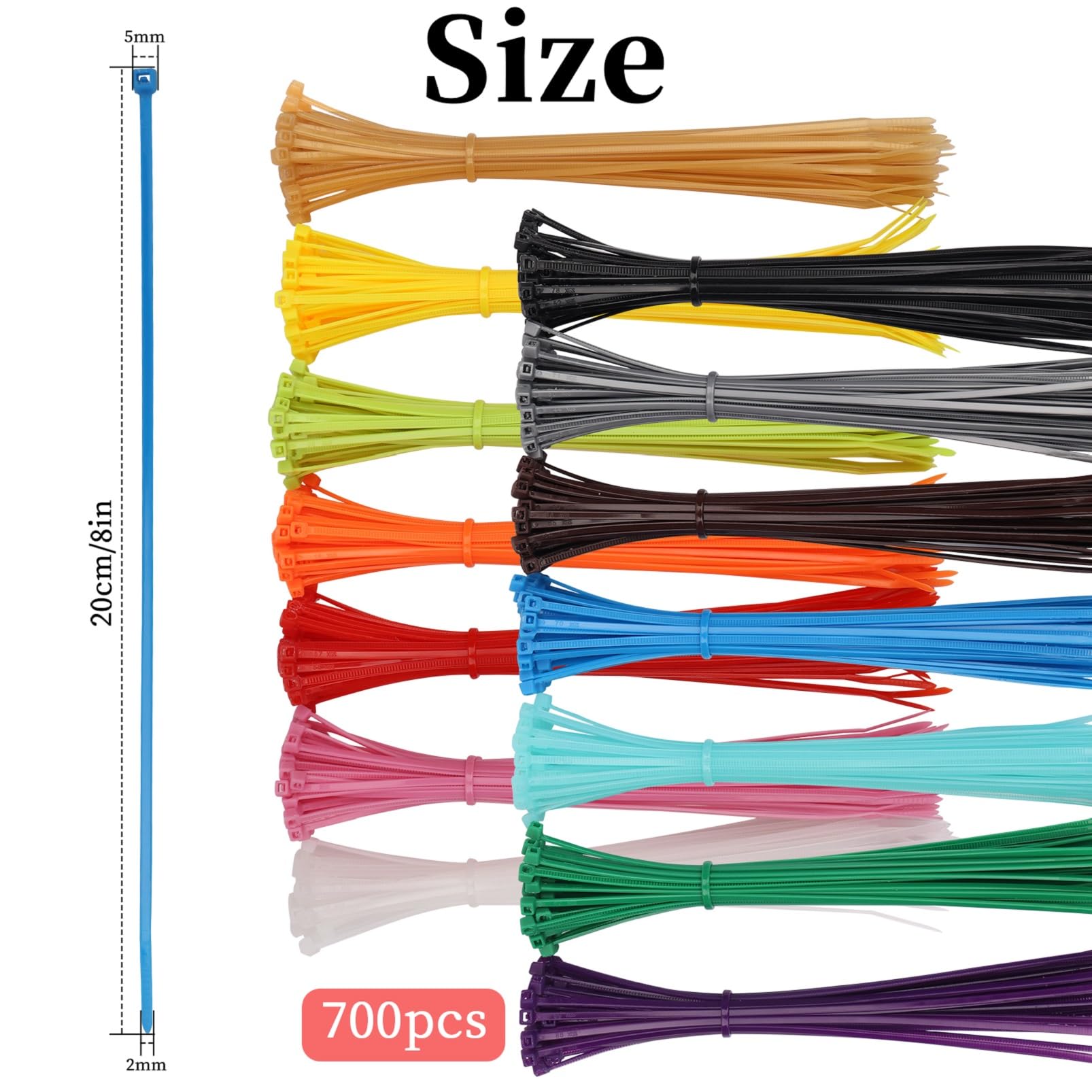 WALWAL Kabelbinder 20,3 Cm – 100 Stück, Starke Nylon-Binder Für Büro, Haus & Garten