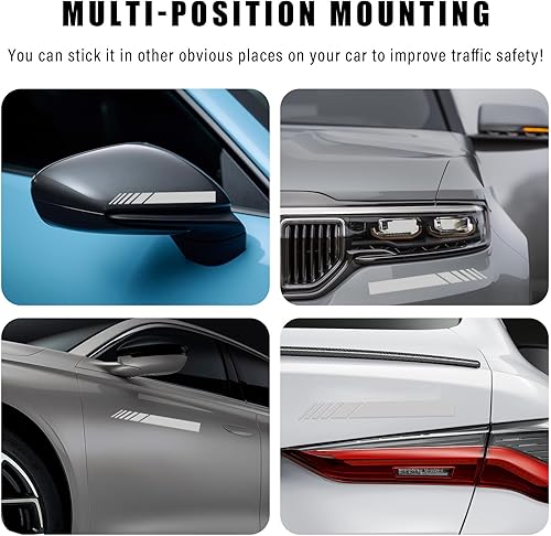 Miniatura 6 de Dickno 2 calcomanías para espejo retrovisor de automóvil, 5.51 x 0.55 pulgadas, impermeables, para espejo retrovisor lateral, rayas universales de
