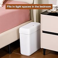 Vista 4 de funest 2 Pack Bathroom Trash Can with Lid, 3 Gal/12 L & 2.7 Gal/10L Garbage Can with Pop-Up Lid, Small Spaces Plastic Trash Can, Slim Trash Bin
