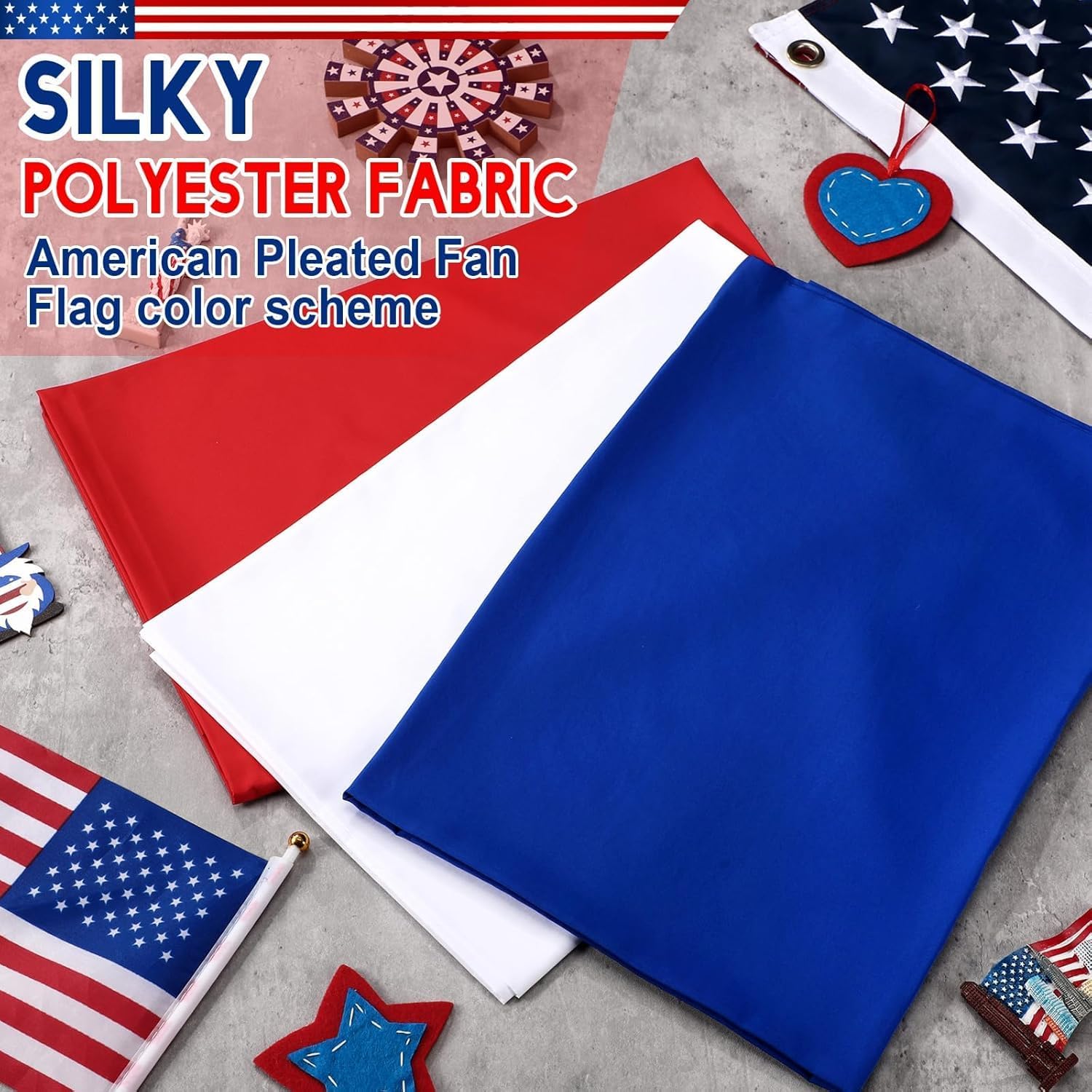 HunnmingRe 3 Pcs 2.5 x 19.7 Ft 4th of July Patriotic Bunting Decorations 250th Anniversary US Flag Decor 1 Red 1 White and 1 Blue DIY Hanging Flag Bunting for Porch Yard Indoor Outdoor Decor Party