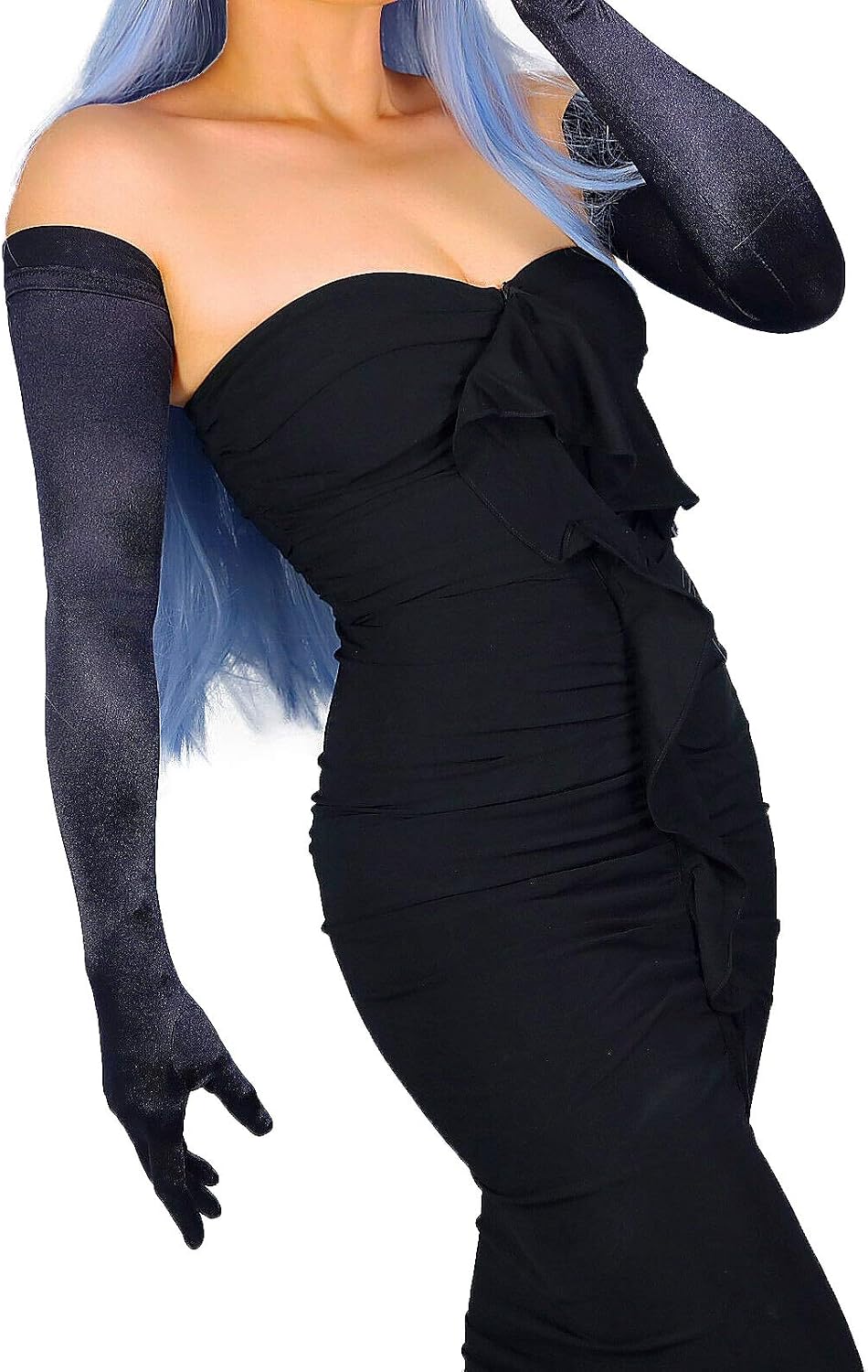 DooWay SATIN GLOVES 70CM LONG Stretchy Thick Silk Like 28-inch Opera Evening Dress Wedding Bridal Glove for Costumes Party
