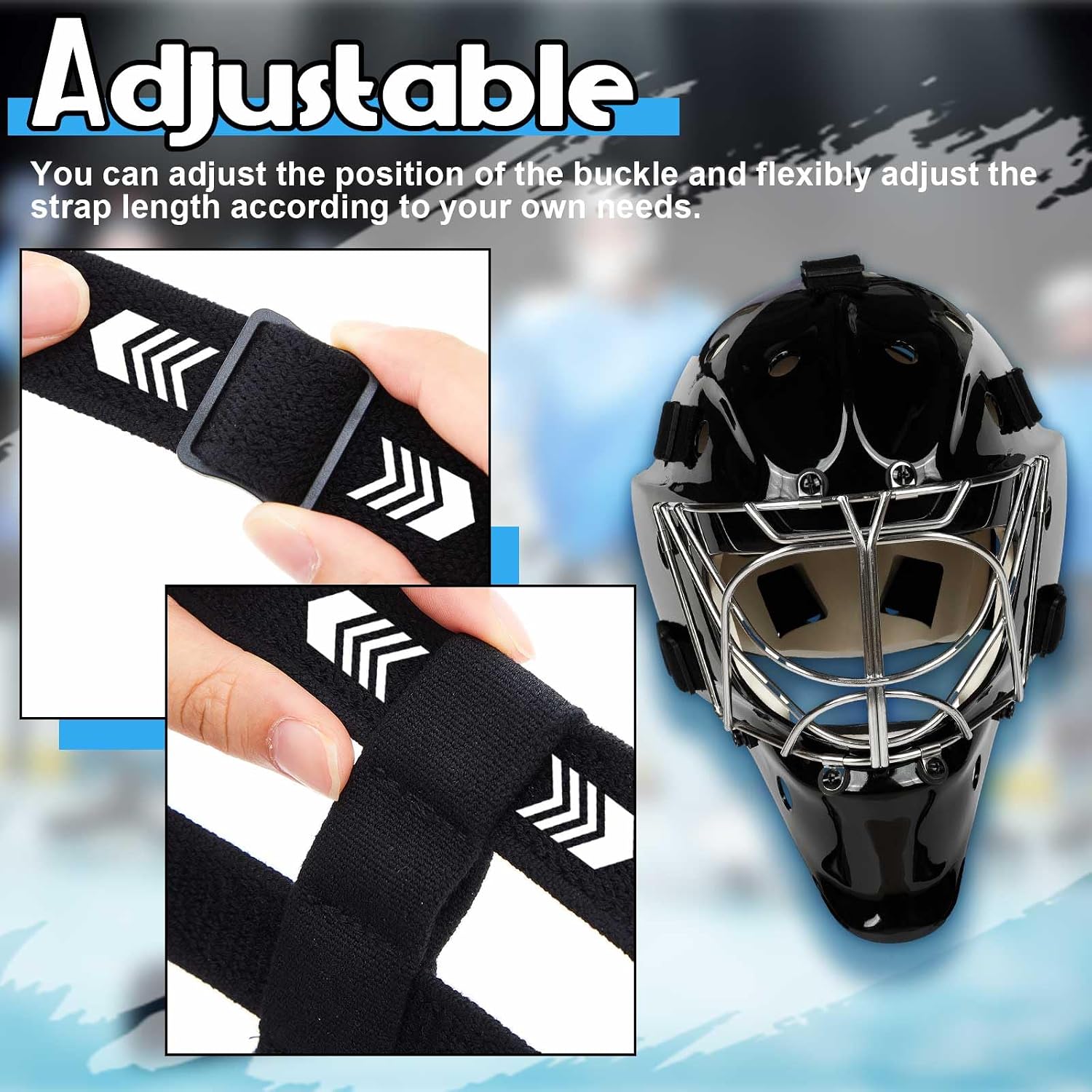 Goalie Mask Straps 5 Point Hockey Mask Harness Goalie Helmet Repair Kit Open Back Helmet Repair Replacement Strap with Buckle for Adult Daily Training Competition