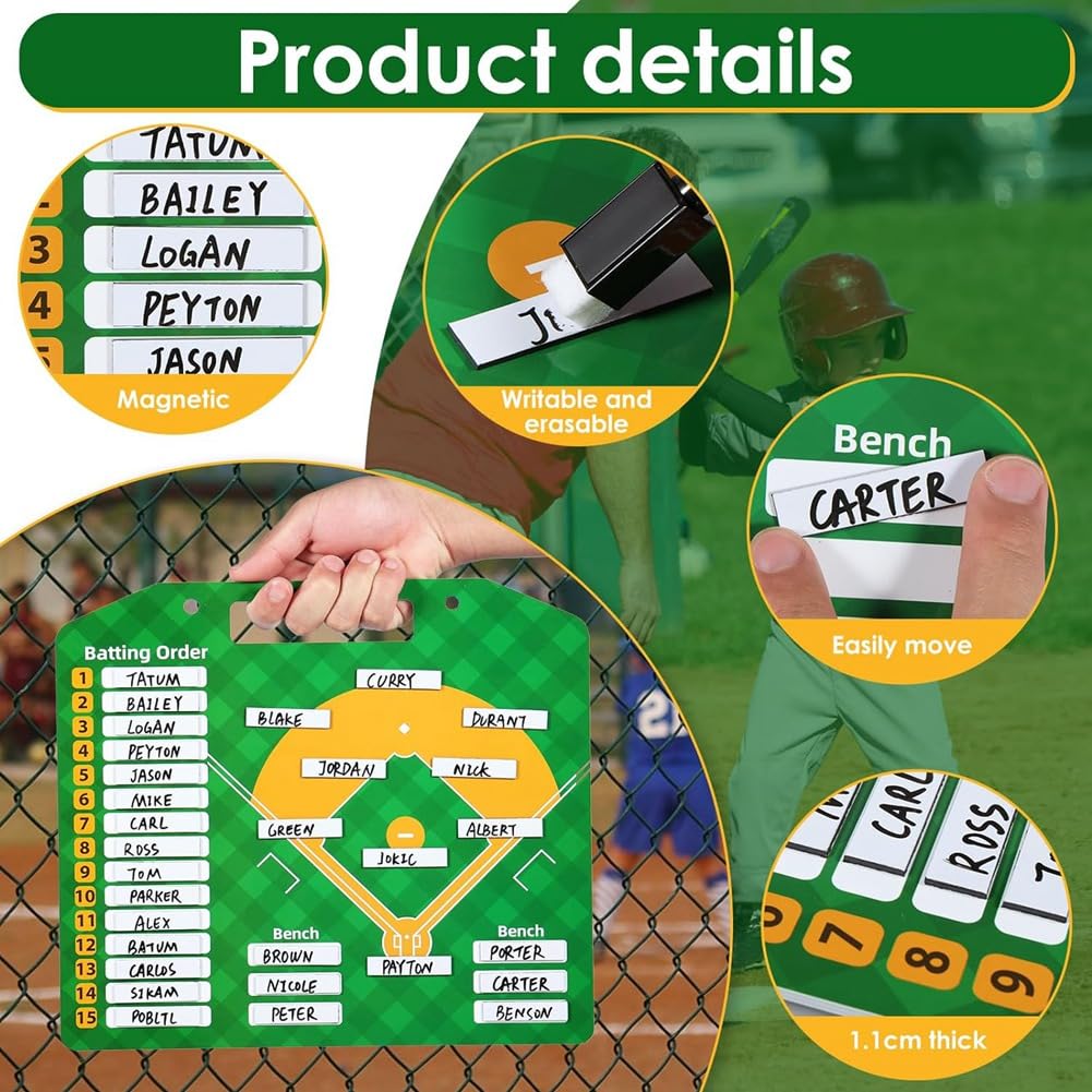 Magnetisches Baseball-Aufstellbrett, trocken abwischbar, wiederverwendbar, Softball-Aufstellbrett für Baseball-Coaching