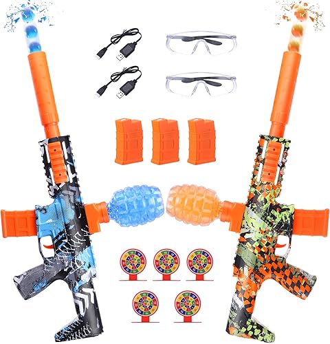 Paquete de 2 lanzadores de salpicaduras de gel, juguete eléctrico de bola de salpicadura completamente automática, 10 rondas por segundo, 50000+,