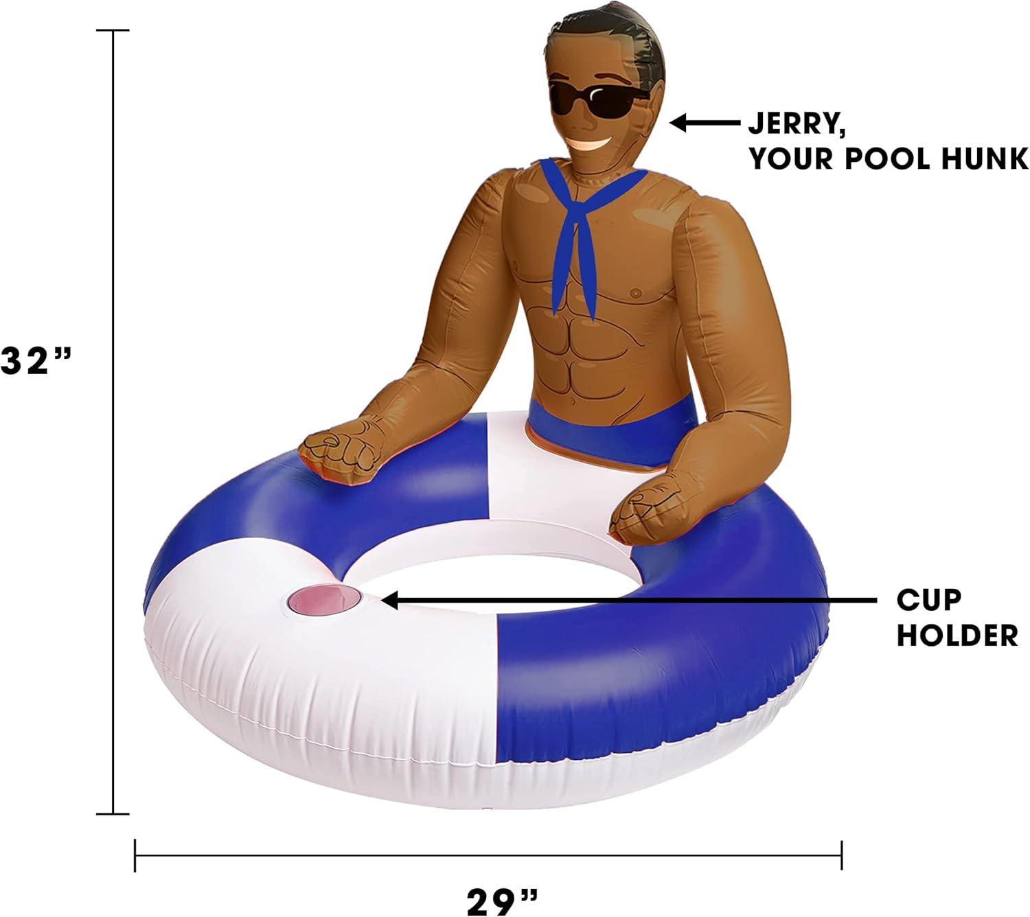 NPW Drinking Buddies Pool Ring Inflatable Hunk Float for Swimming Pool