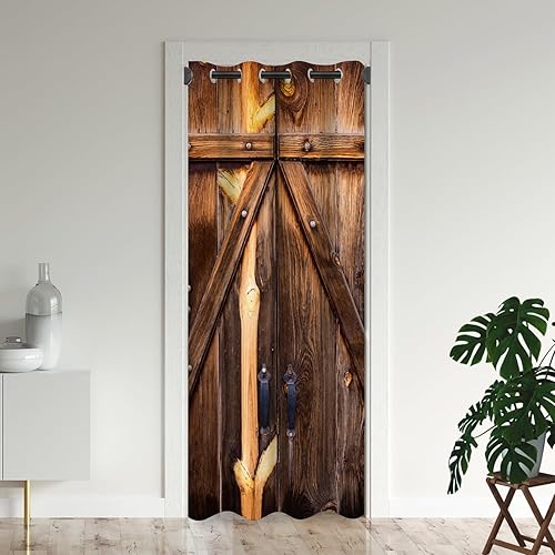 Miniatura 12 de Cortinas de puerta de granero para puertas, cortina opaca rústica para puerta de privacidad, cortinas divisoras de habitación, cortina de armario