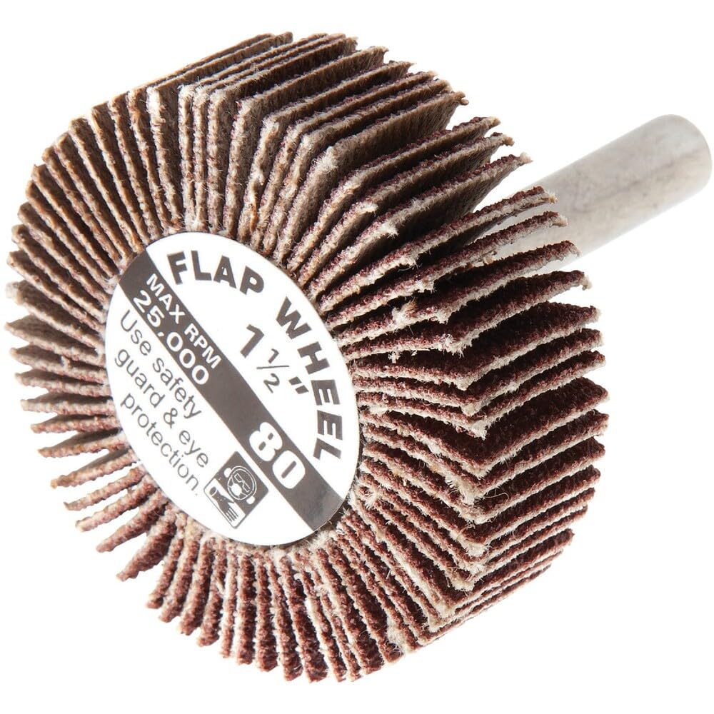 Forney 60187 Mounted Flap Wheel with 1/4-Inch Shank, 1-1/2-Inch-by-1/2-Inch, 60-Grit
