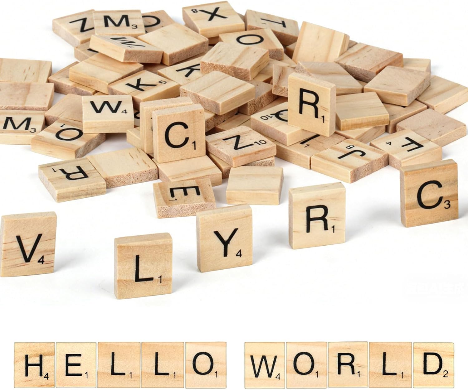 Zestaw 300 Drewnianych Liter | Litery Drewniane Litery Scrabble Do Rękodzieła Od a Do Z Z Cyframi Do Gier Planszowych Nauka Pisownia (20 X 1,8 X 5 mm).