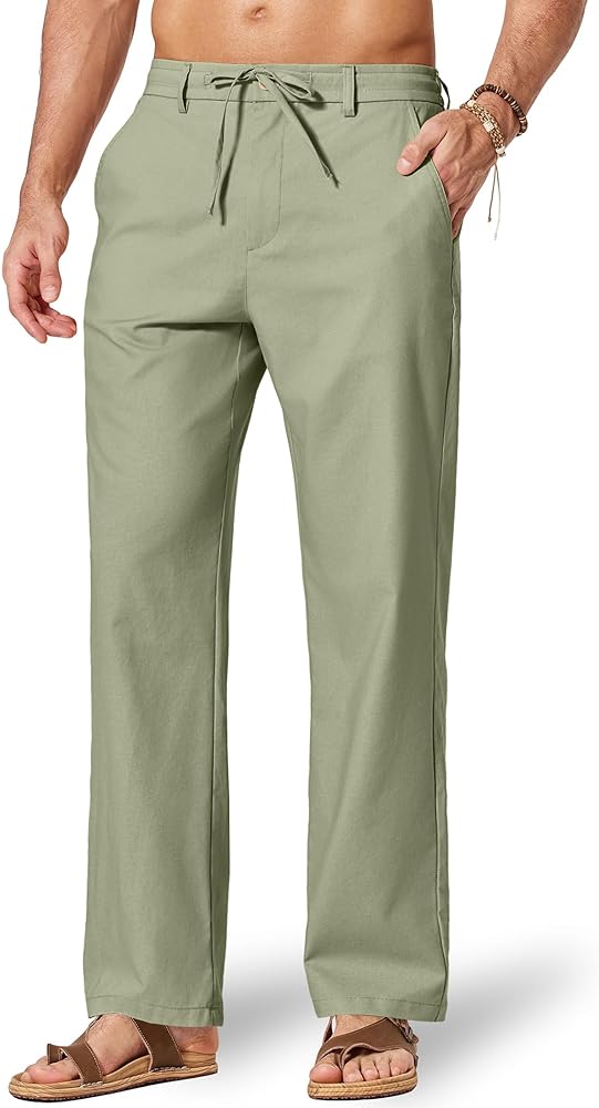 COOFANDY Men's Cotton Linen Pants Casual Drawstring Dress Pants Beach Summer Lightweight Trousers at Amazon Men's Clothing store COOFANDY Men's Cotton Linen Pants Casual Drawstring Dress Pants Beach Summer Lightweight Trousers at Amazon Men's Clothing store