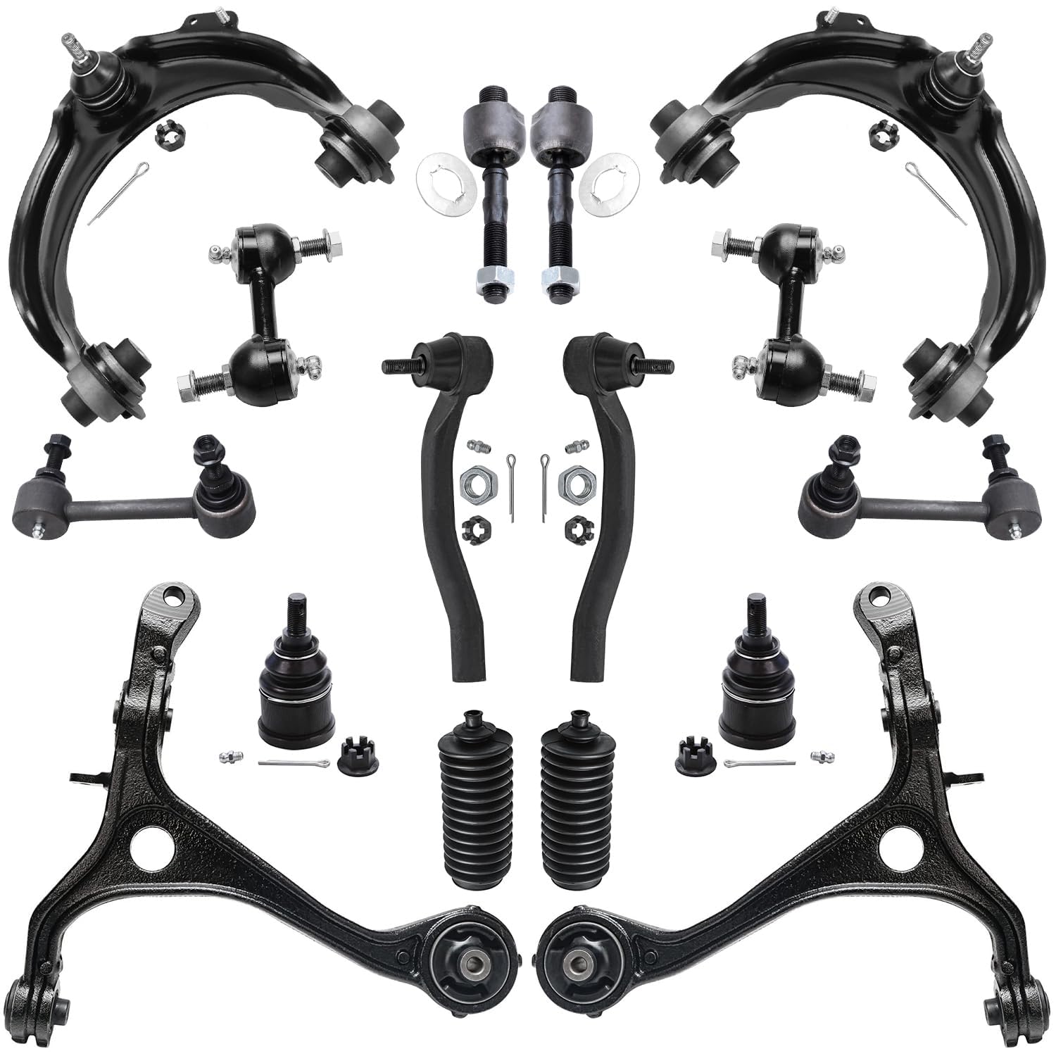 Detroit Axle - 16PC Front Upper Lower Control Arms, Lower Ball Joints, Sway