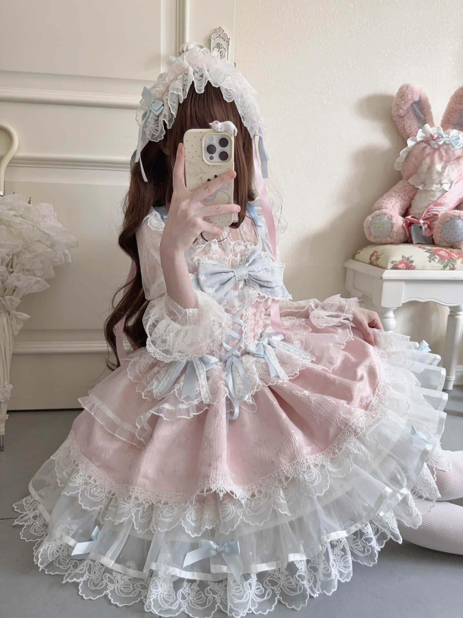 Robe de princesse Lolita sans manches pour adolescentes, style kawaii, en dentelle, à volants, style victorien, élégant