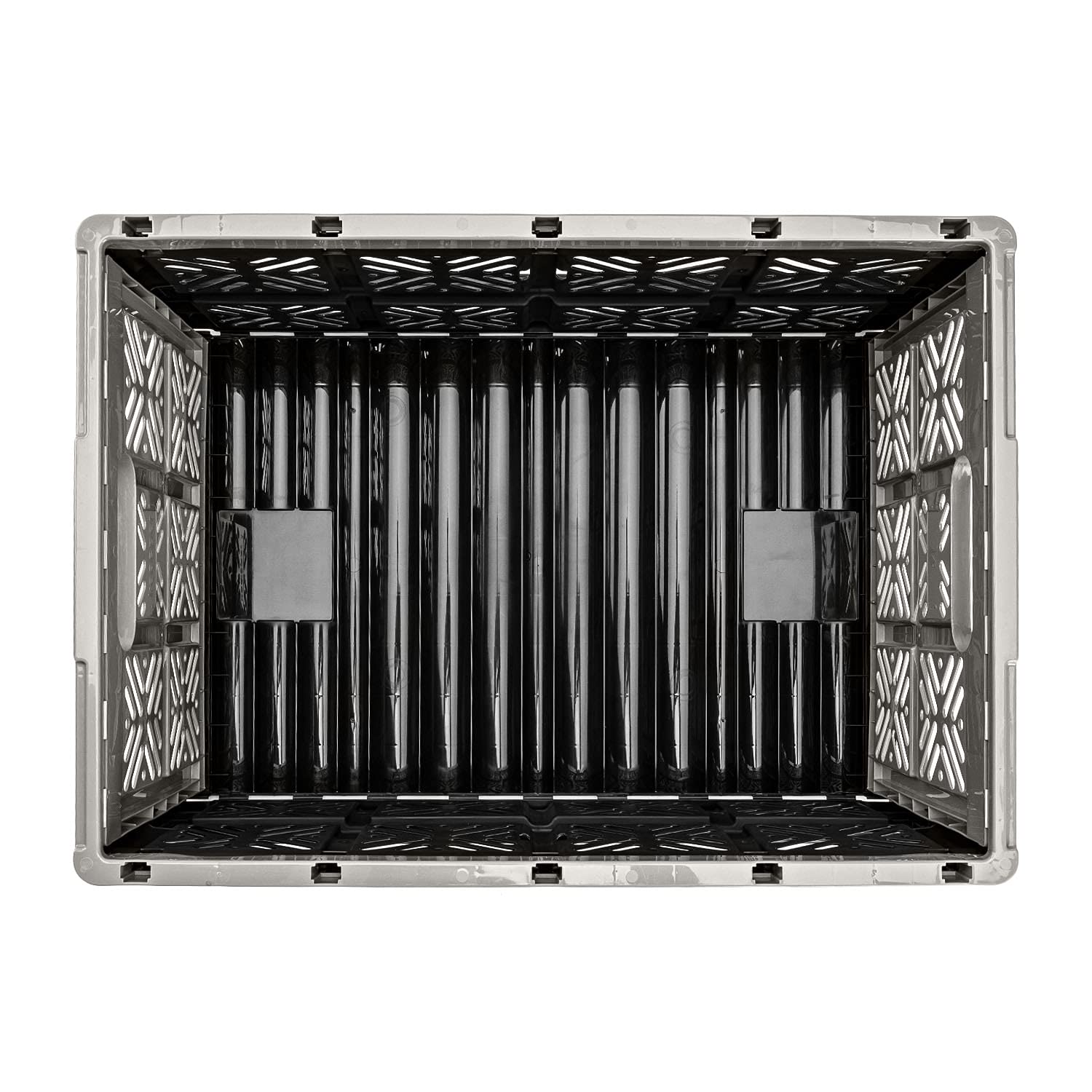 10 szt. stabilnych, profesjonalnych składanych skrzynek, 32 l, 36 x 49 x 23,5 cm, składana skrzynka transportowa, możliwość układania w stos, szara/grafitowa