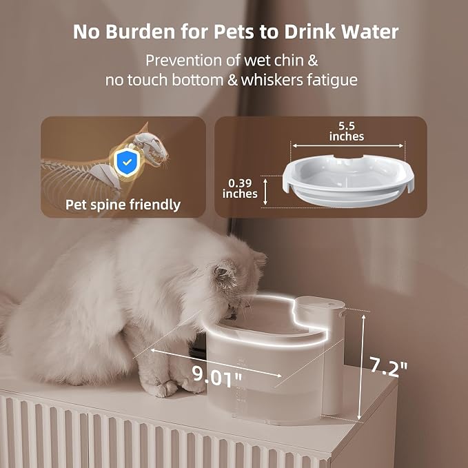 Fuente de Agua para Gatos uahpet Inalámbrica, 2L, Automática con Sensor de Movimiento miniatura 7