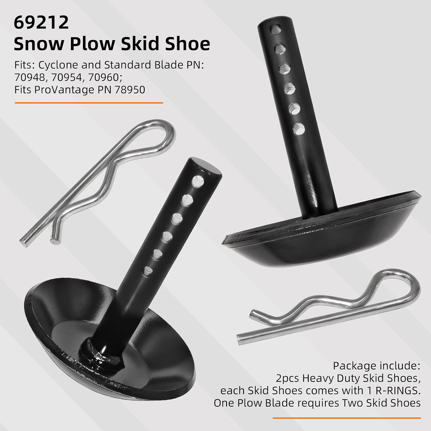 69212 Snow Plow Skid Shoe Blade Protector Skid Shoe Replacement Plow Skids (2-Pack)
