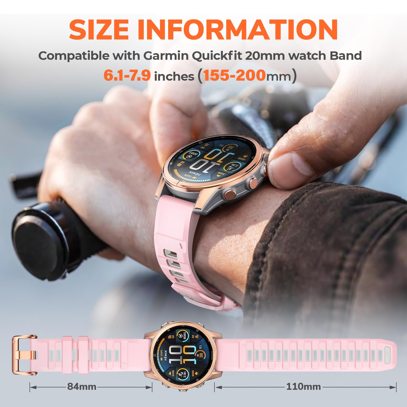 20mm QuickFit Cinturino Compatibile con Garmin Fenix 7S/6S/6S Pro/5S