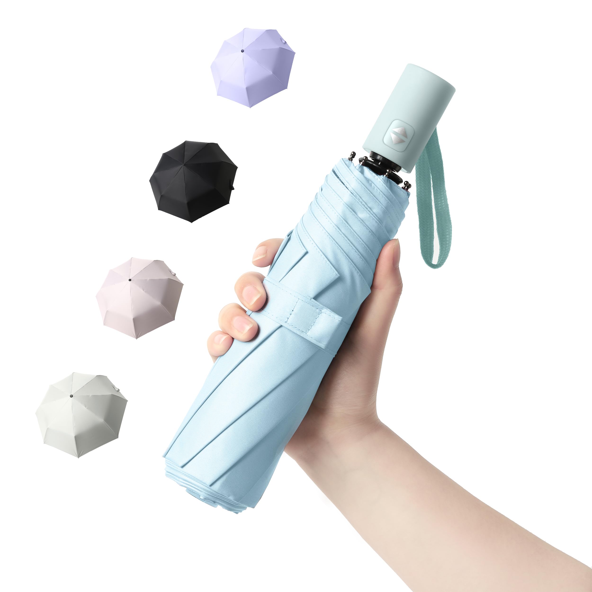 BAODINI Small UV Protection Travel Umbrella Compact for Rain and Sun UPF 50+ Windproof Portable 42 inch Umbrella for Women and Men