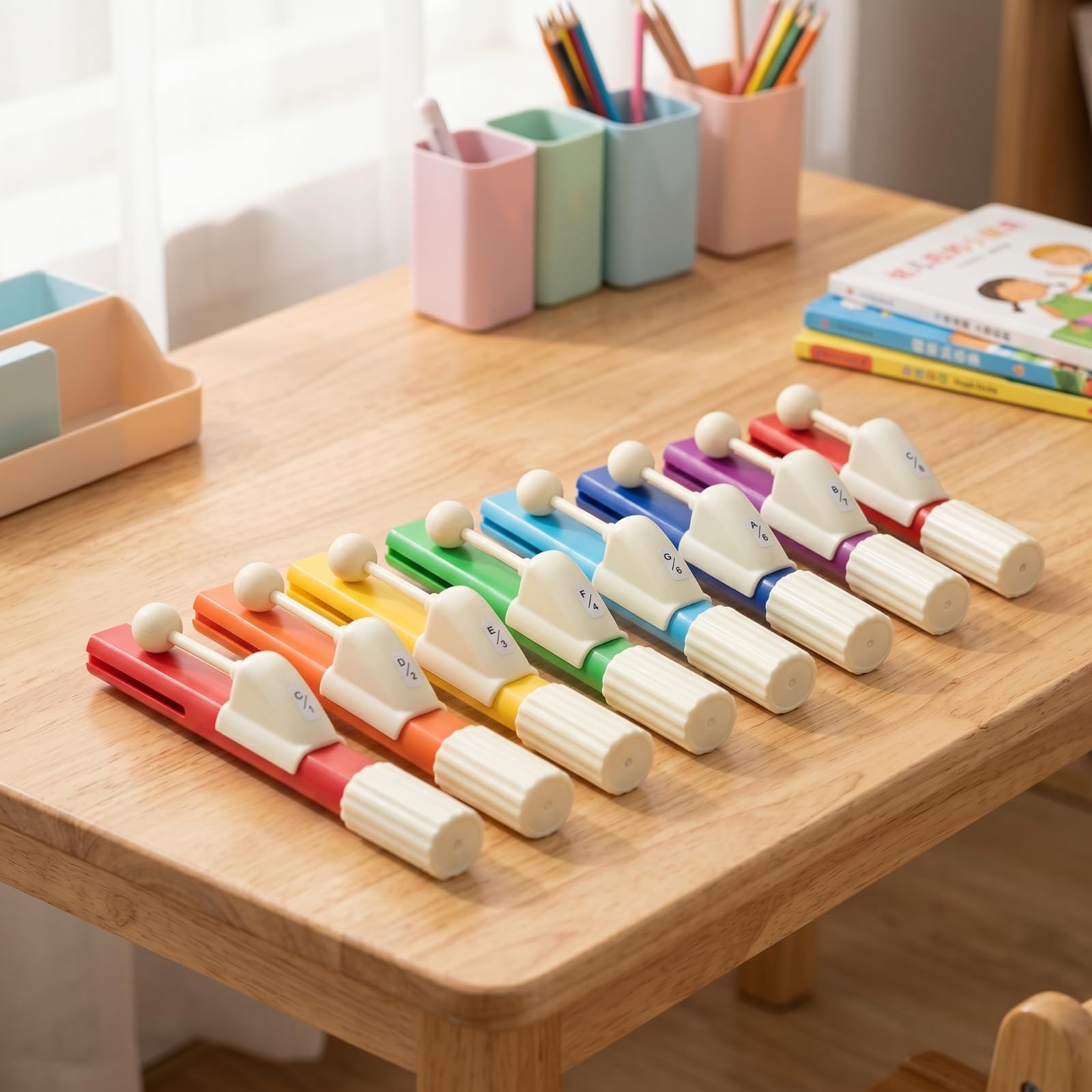 8 Pezzi Percussione Percussione Educativa con Impugnatura Ergonomico Strumento a Manuale Facile da Usare per Bambini