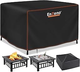 Enzeno Housse de brasero carrée d'extérieur imperméable en tissu Oxford 210D, anti-UV et résistante à l'usure (84 x 84 x 61 cm), noir