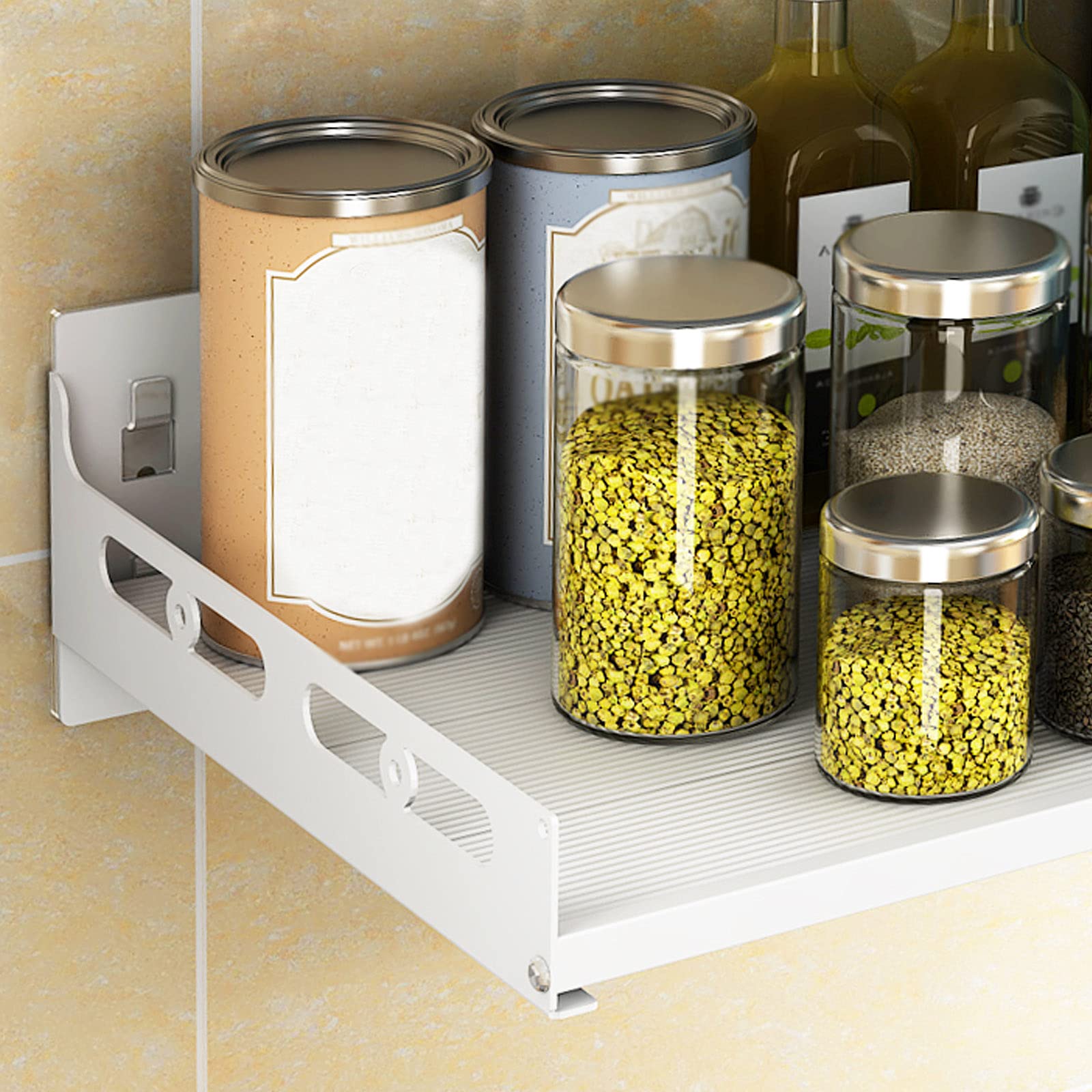 Estante de Pared de Acero Inoxidable para microondas - Estante de Almacenamiento de Cocina para Horno microondas, frascos de Especias y más - Soporte de Pared Que Ahorra Espacio pa
