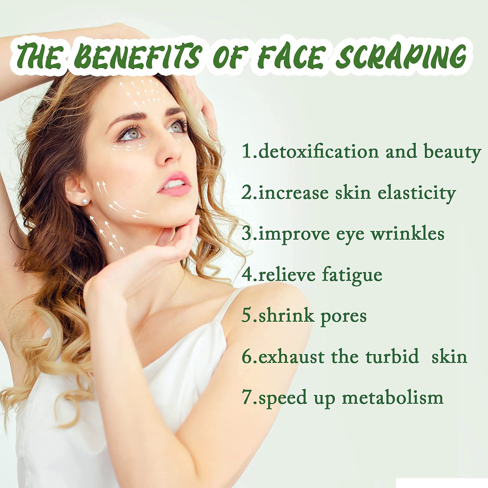 Gua Sha Facial Tool, Natural Gua sha Real Jade Stone Gua Sha Face Board for SPA Acupuncture