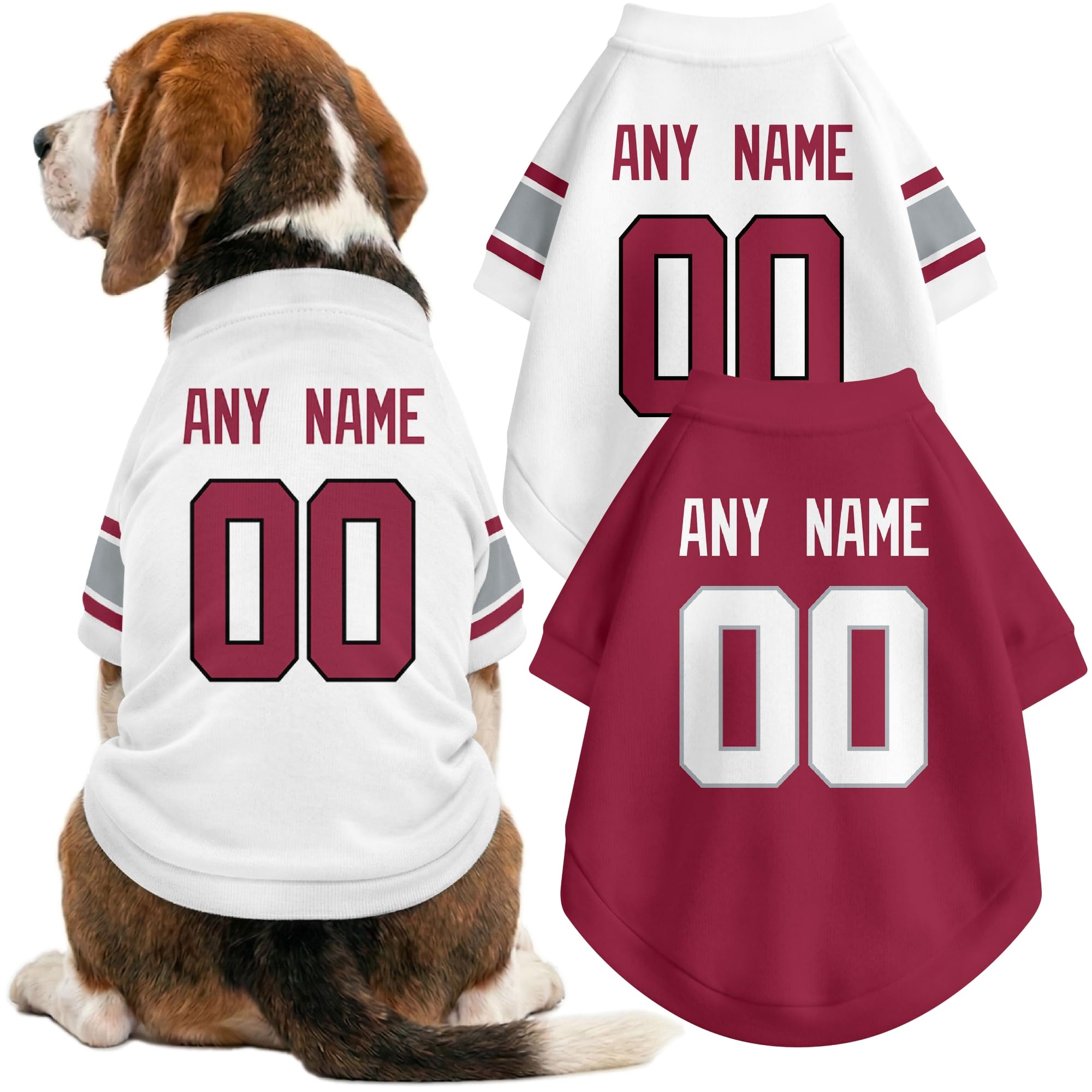 Arizona Dog Clothes Jersey Style Custom Pet T Shirt with Personalized Name Number for Small Medium Large Dogs