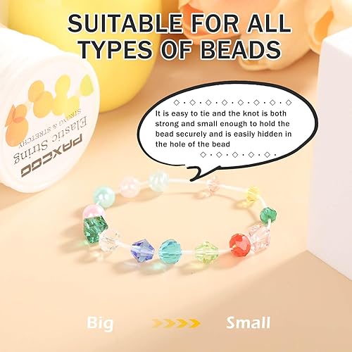 Miniatura 6 de Paxcoo Cordón elástico de la cuerda de la pulsera de 0.055 in, cordón blanco del grano del estiramiento para la fabricación de la pulsera