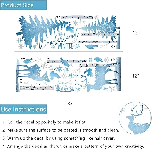 Miniatura 2 de Yovkky Calcomanías de pared de invierno del país de las maravillas, árbol de pino de Navidad, bosque, ciervo, alce, cuarto de bebé, decoración de