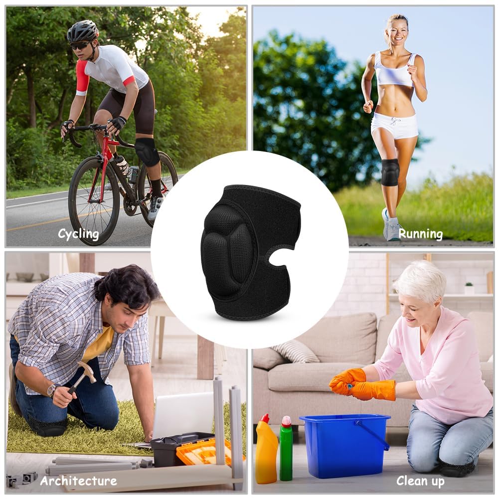 flintronic 1 Par Rodilleras Trabajo, Protección para la Rodilla, Esponja Eva De 20 Mm de Grosor, Antideslizantes para Rodilleras Voleibol Ajustables Adecuadas para Voleibol, Baile, Jardín (M,Negro) — view 8