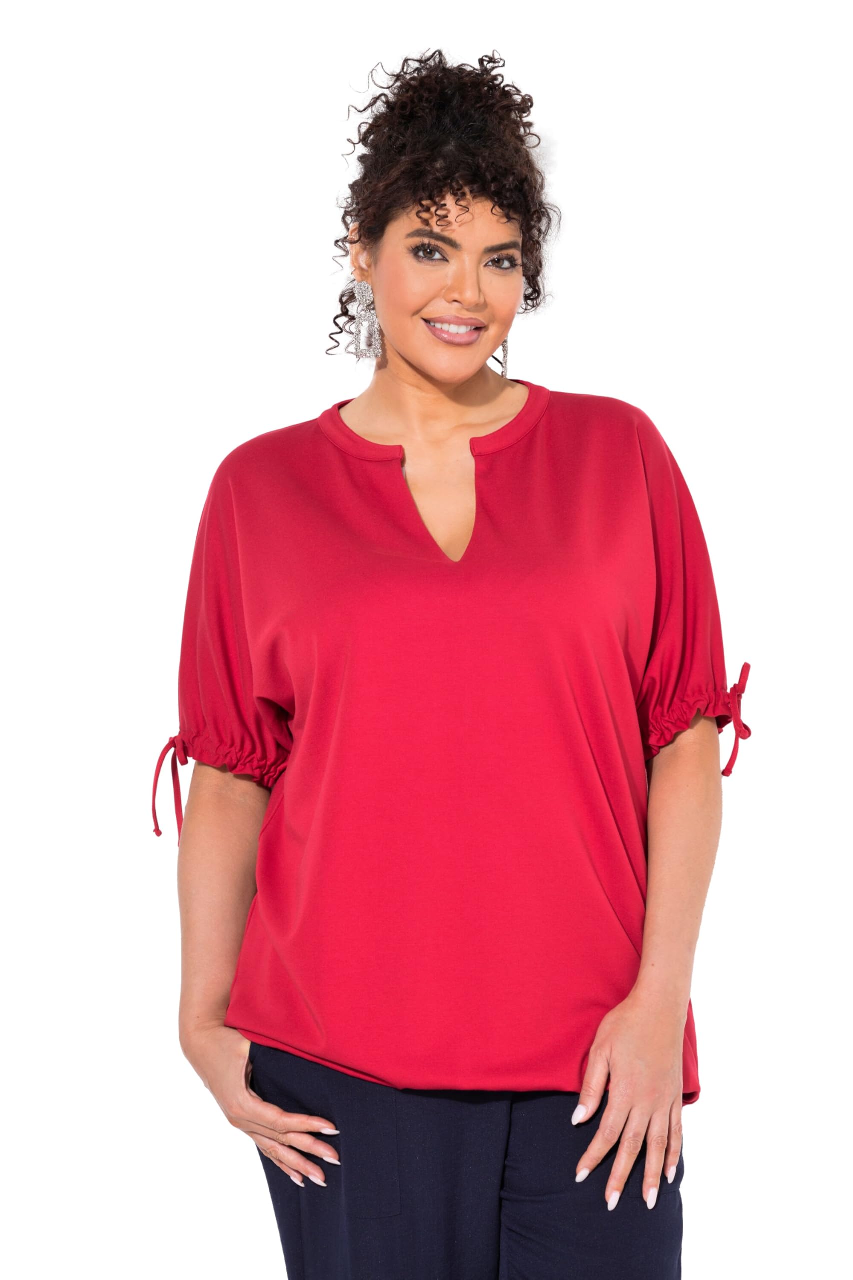 Ulla Popken Damen große Größen Übergrößen Plus Size Sweatshirt, Oversized, Tunika-Ausschnitt, Halbarm 839878