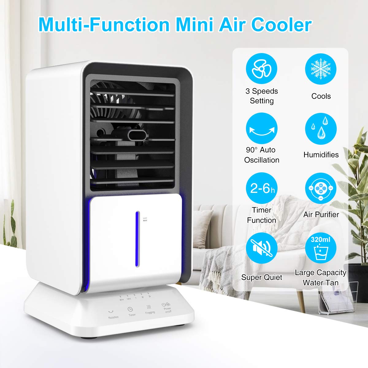 Personal Air Cooler, Infray Portable Oscillating Air Conditioner Desk