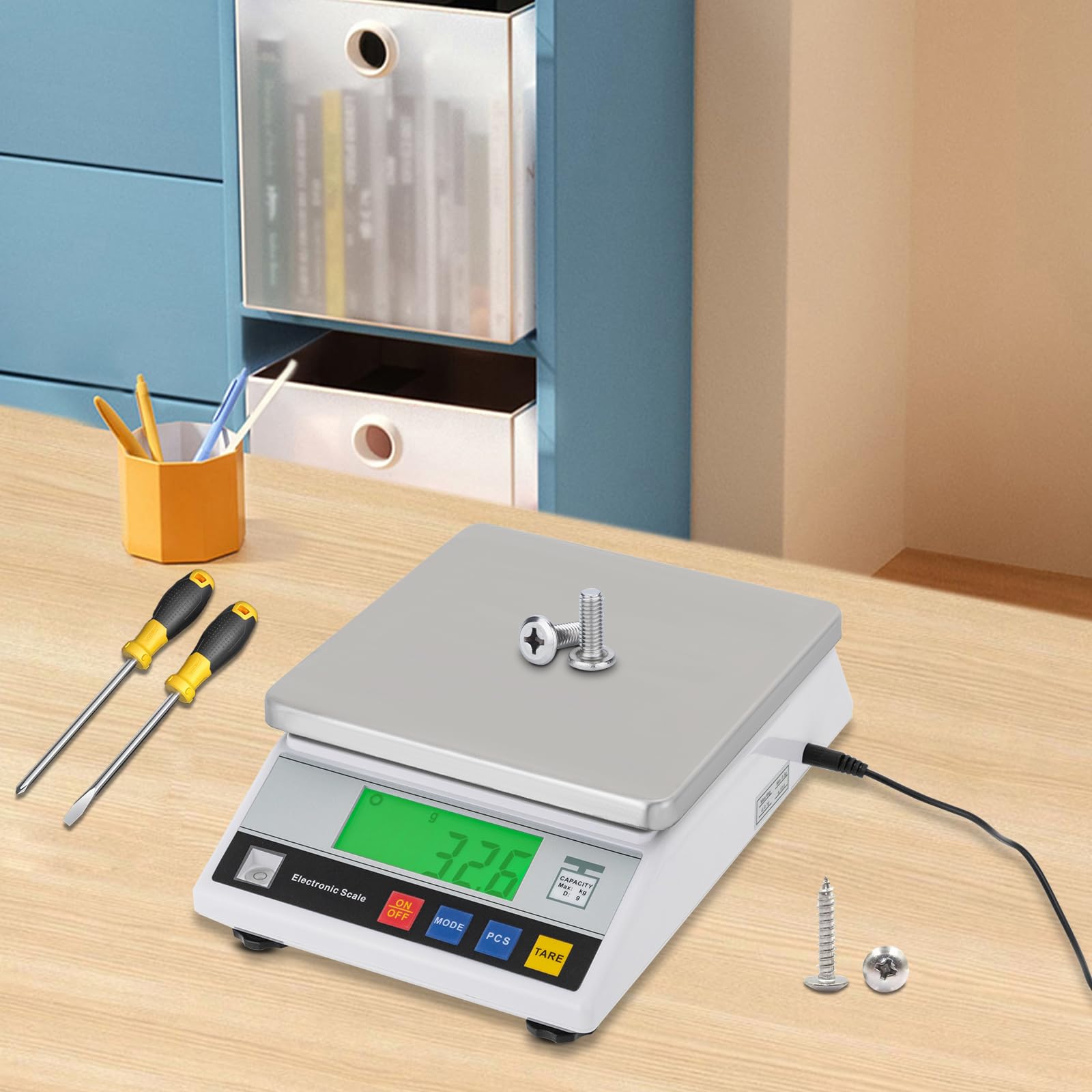 Waga precyzyjna, 6 kg, 0,1 g, waga kuchenna, dokładna waga kuchenna, elektroniczna waga laboratoryjna z wyświetlaczem LCD, funkcja liczenia, do laboratorium, kuchni, magazynu