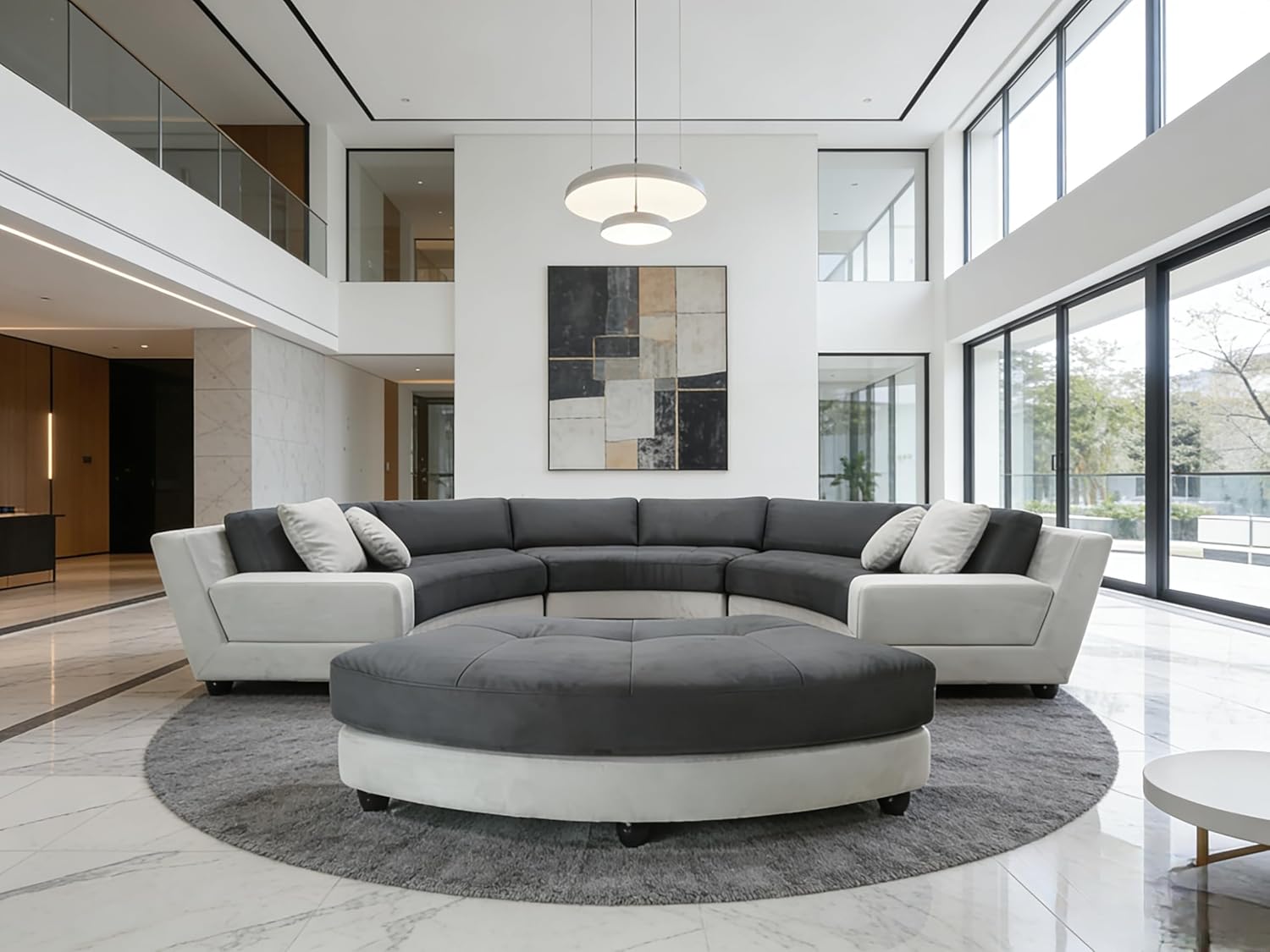 Stendmar L Shape U Shape Reversible Modern Microfiber Fabric Sectional Couch Sofa Set S606GY 2 Tne Gray/Dark Gray