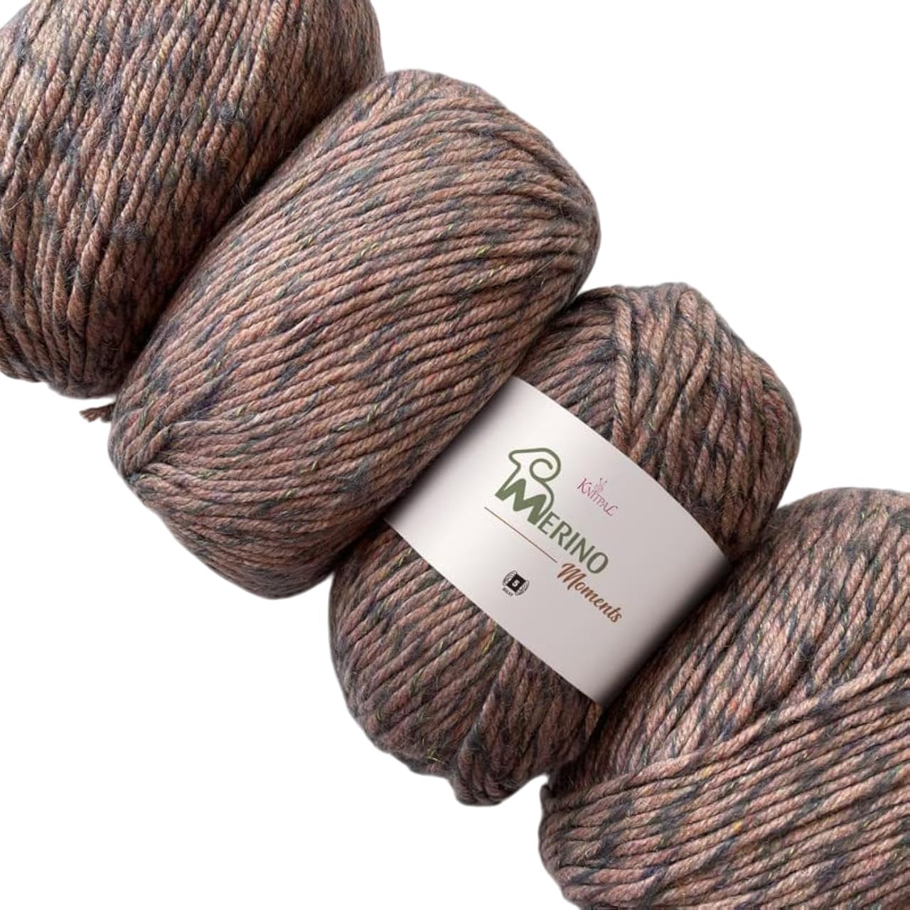 Merino Moments Chunky Merino Wool Yarn for Crocheting, 4 Skeins, 456Yds/400G, Free Patterns - Variegated Yarn for Knitting - #5 Bulky Weight - Gray Pink