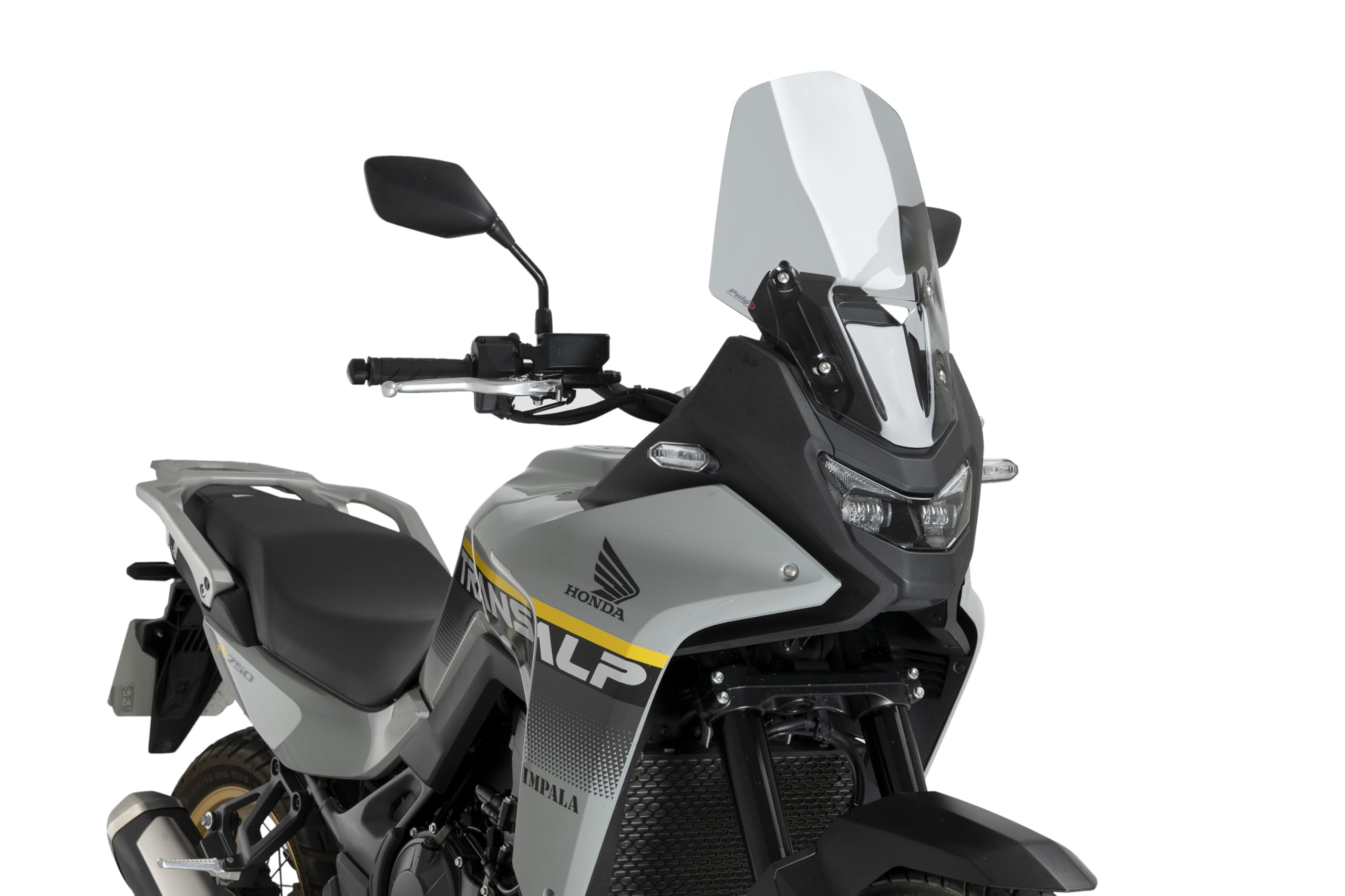 Puig 22573H Smoked Cúpula Touring tall aerodynamic windscreen made in high impact PMMA designed to improve wind protection, riding comfort and touring stability with an elegant adventure style