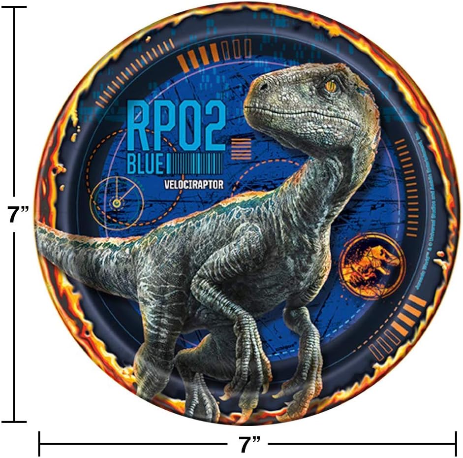 Jurassic World Birthday Party Pack – Includes 7” Paper Plates & Beverage Napkins Plus 24 Birthday Candles – Serves 16 : Home & Kitchen