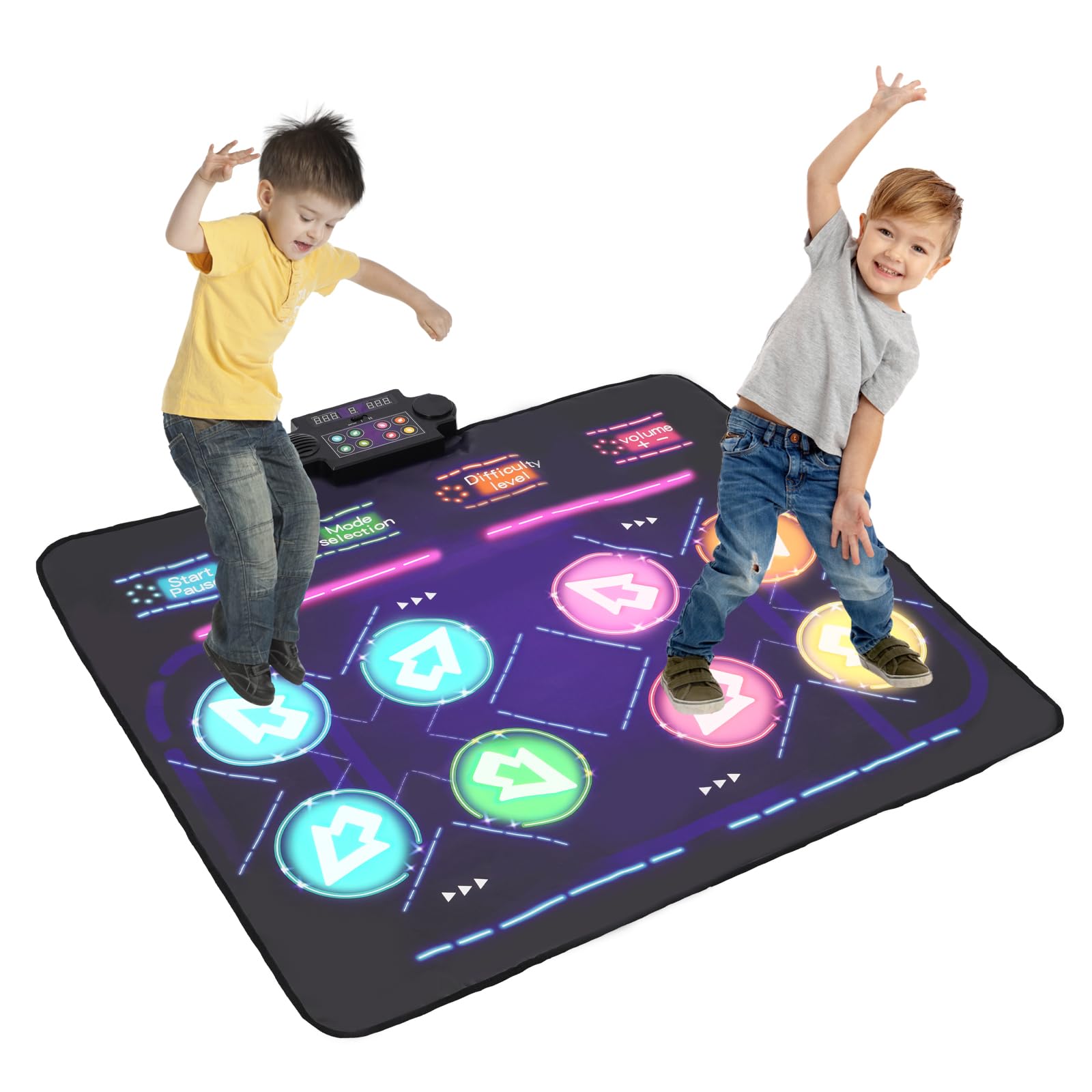 Tappetino da ballo per videogiochi, 8 sensori direzionali, illuminazione a LED, accessori per console di gioco con controllo di difficoltà e volume