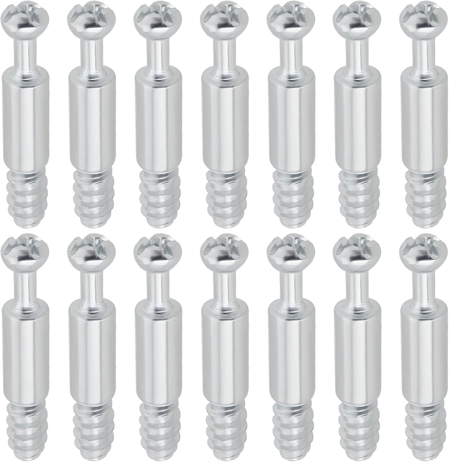 50pcs M6 Cam Lock Dowel Screw Thread Bolts Dowels Galvanized Iron Furniture Fixing Bolt Silver for Furniture Frames Cupboard Wood Boards Connecting Screws
