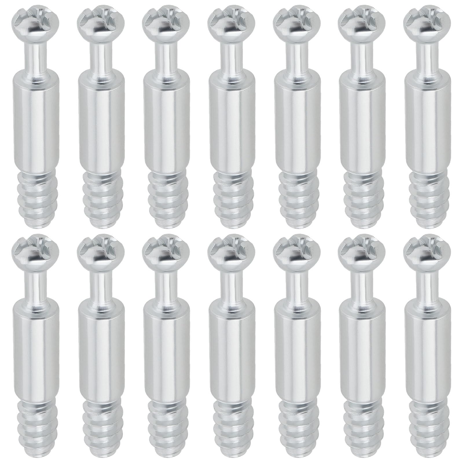 Lt Easiyl Silver 50Pcs M6 Cam Lock Dowel Screw Thread Bolts Dowels Galvanized Iron Furniture Fixing Bolt For Furniture Frames Cupboard Wood Boards Connecting Screws
