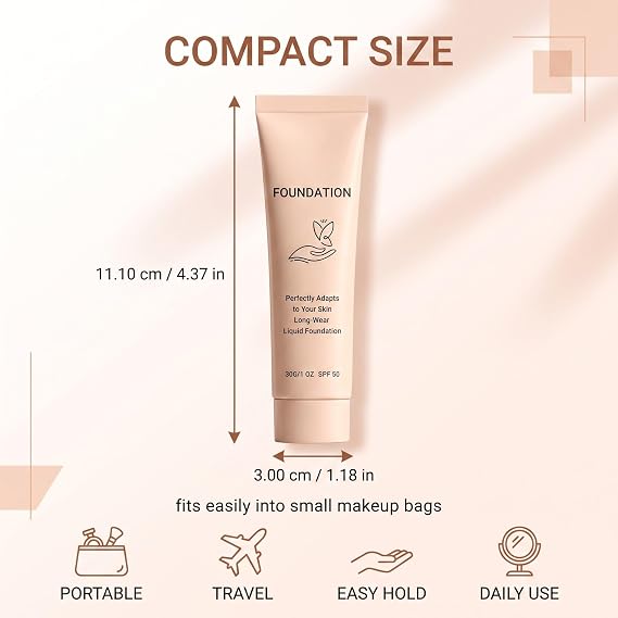 1PCS Foundation Colour Changing SPF 50, Foundation For Mature Skin, Intelligent Color Correcting Foundation, Medium Coverage, Buildable Formula, Lightweight Texture, Long-Lasting Natural (30ML)