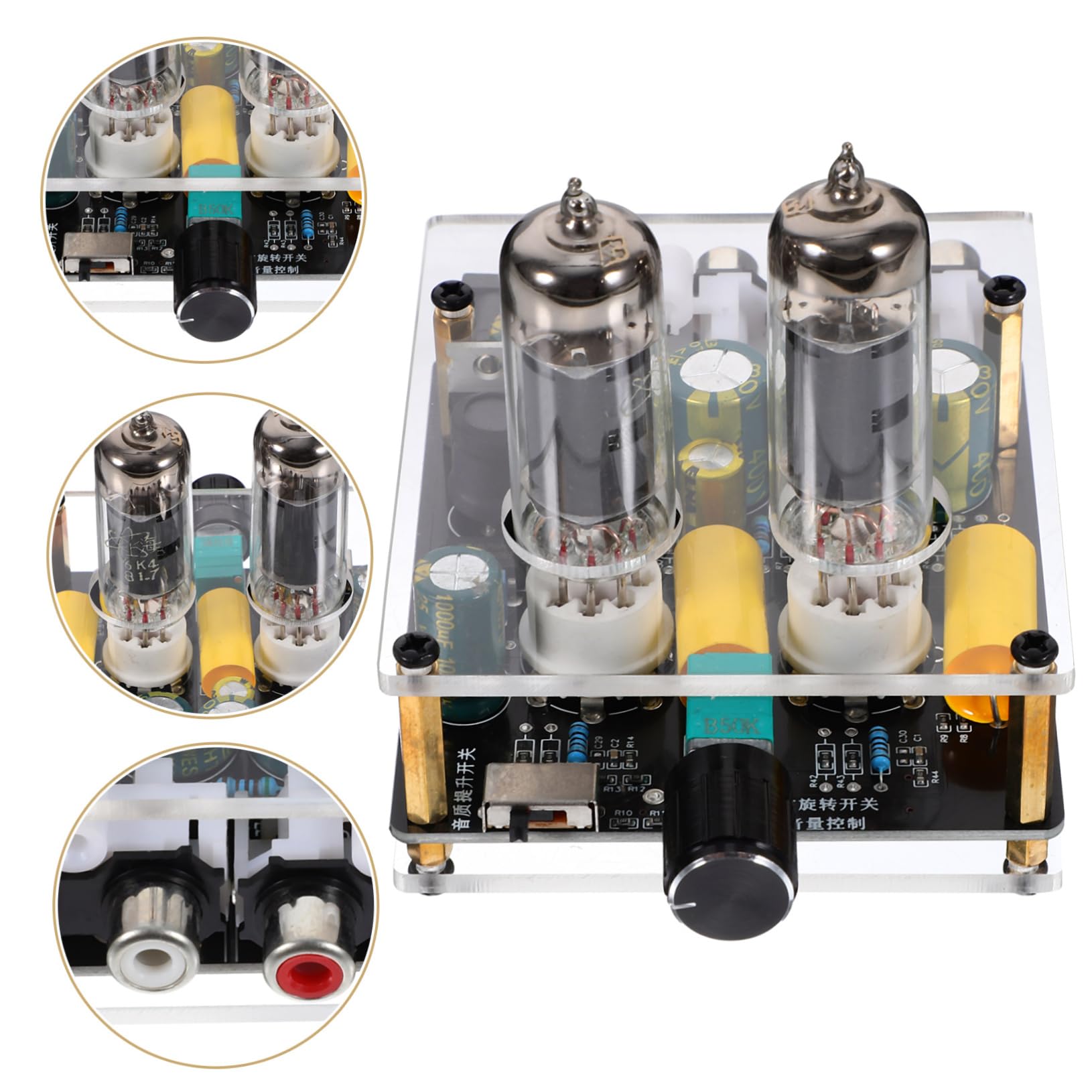 LALAFINA Preamplificatore Fono Valvolare per Giradischi Funzione Preamplificatore e Materiale Abs e Vetro per Sistemi Home Theater Fai da Te