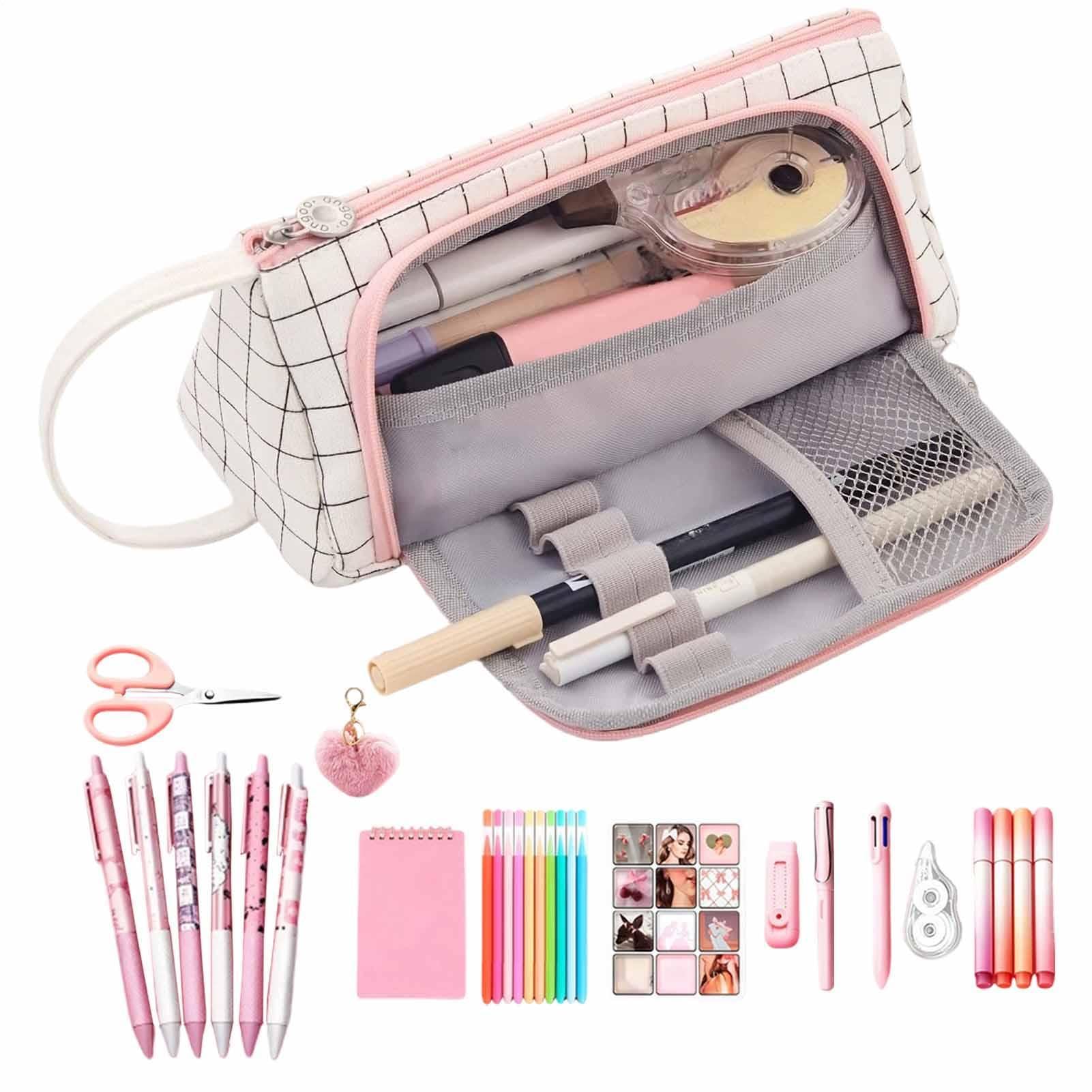 Générique Kit Papeterie Grand Sac avec 6 stylos Gel et 4 surligneurs | Trousse à stylos Pour Filles Adolescentes, Étudiantes, L'École, Le Collège Et Les Études