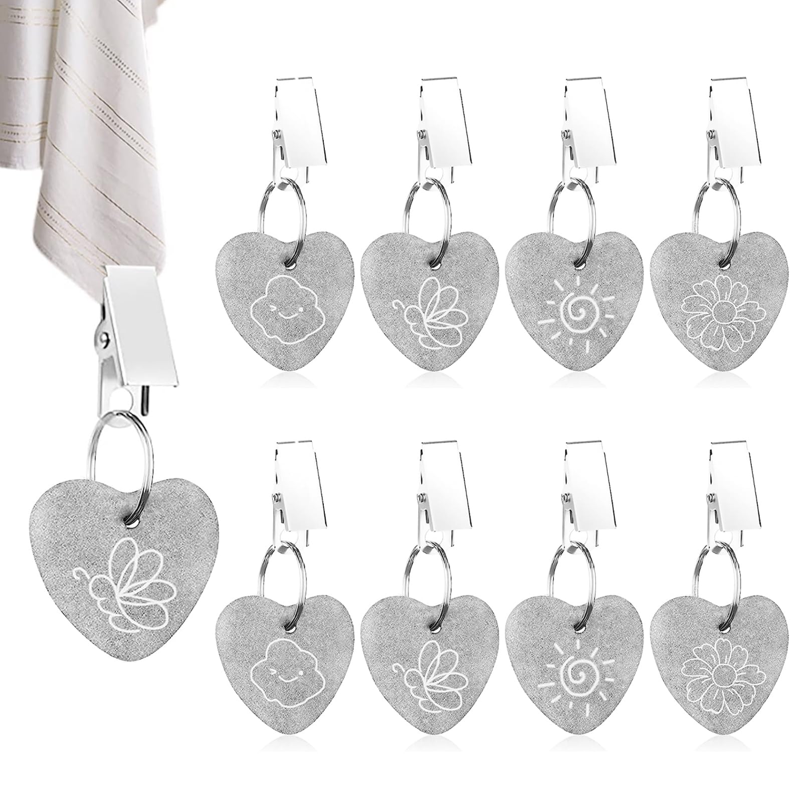 8 Pesi Per Tovaglie In Marmo - Con Clip Metallo, 4 Design, Per Esterno - Foto 8