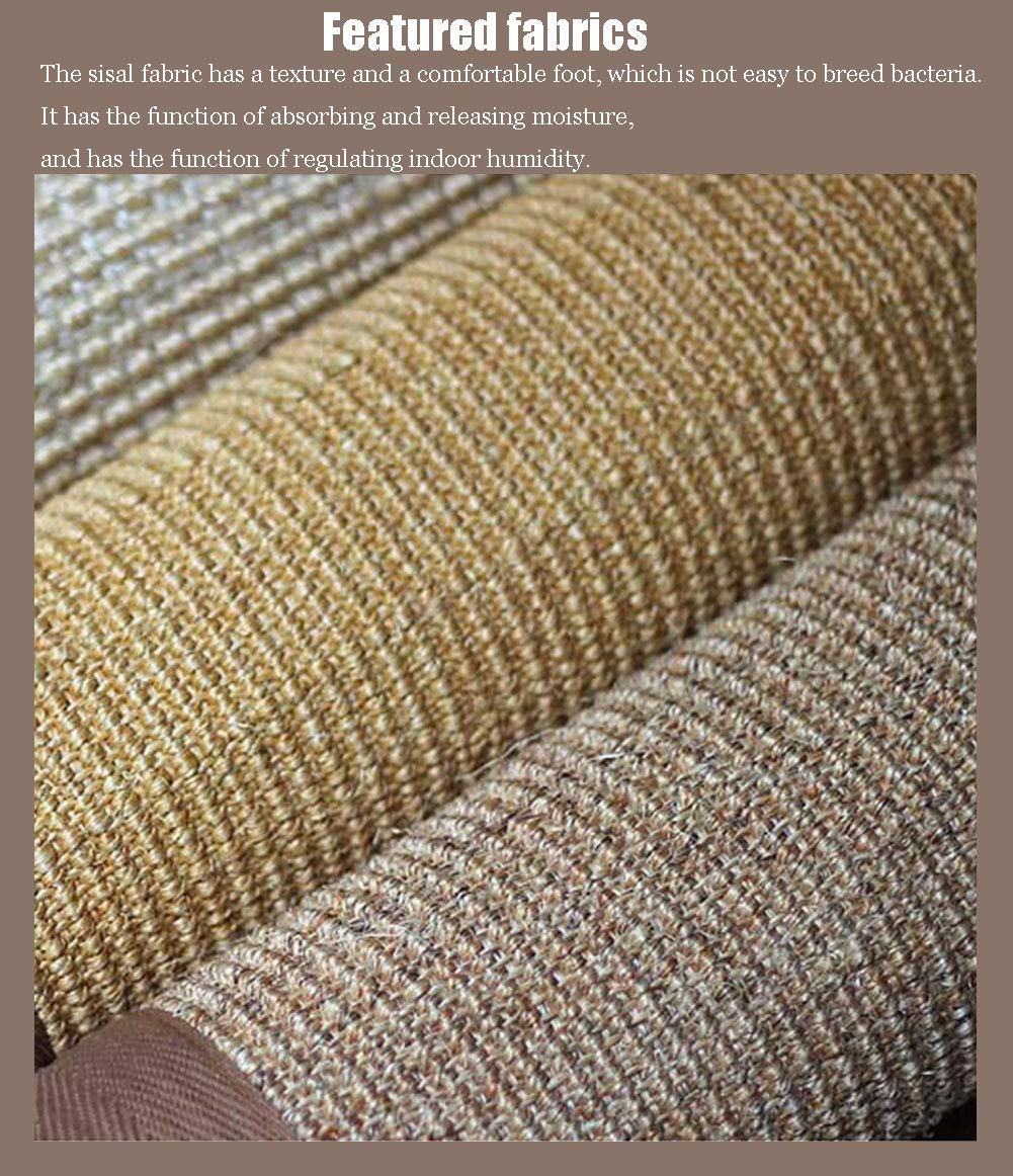 Lavable Simple Tapis De Zone,Rectangulaire Fibre De Jute Tapis,pour Living Room Chambre Canapé,Moderne Antidérapant Naturel Sisal Moquette Jaune Clair 40x60cm(16x24inch)