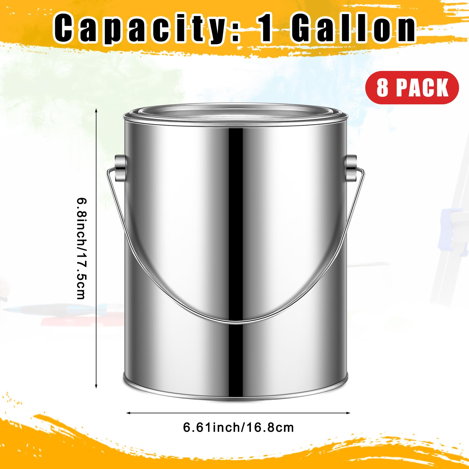 Metal Paint Cans - 8 Pack, Silver -2