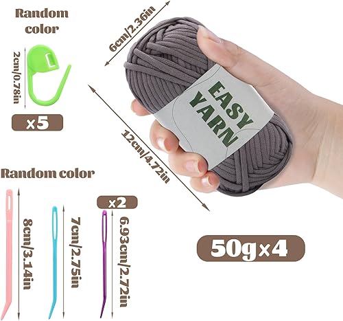 Miniatura 64 de Hilo de 1.76 x 1.76 onzas para tejer y tejer, hilo de algodón fácil de ganchillo para principiantes, con costuras fáciles de ver, peso peinado medio