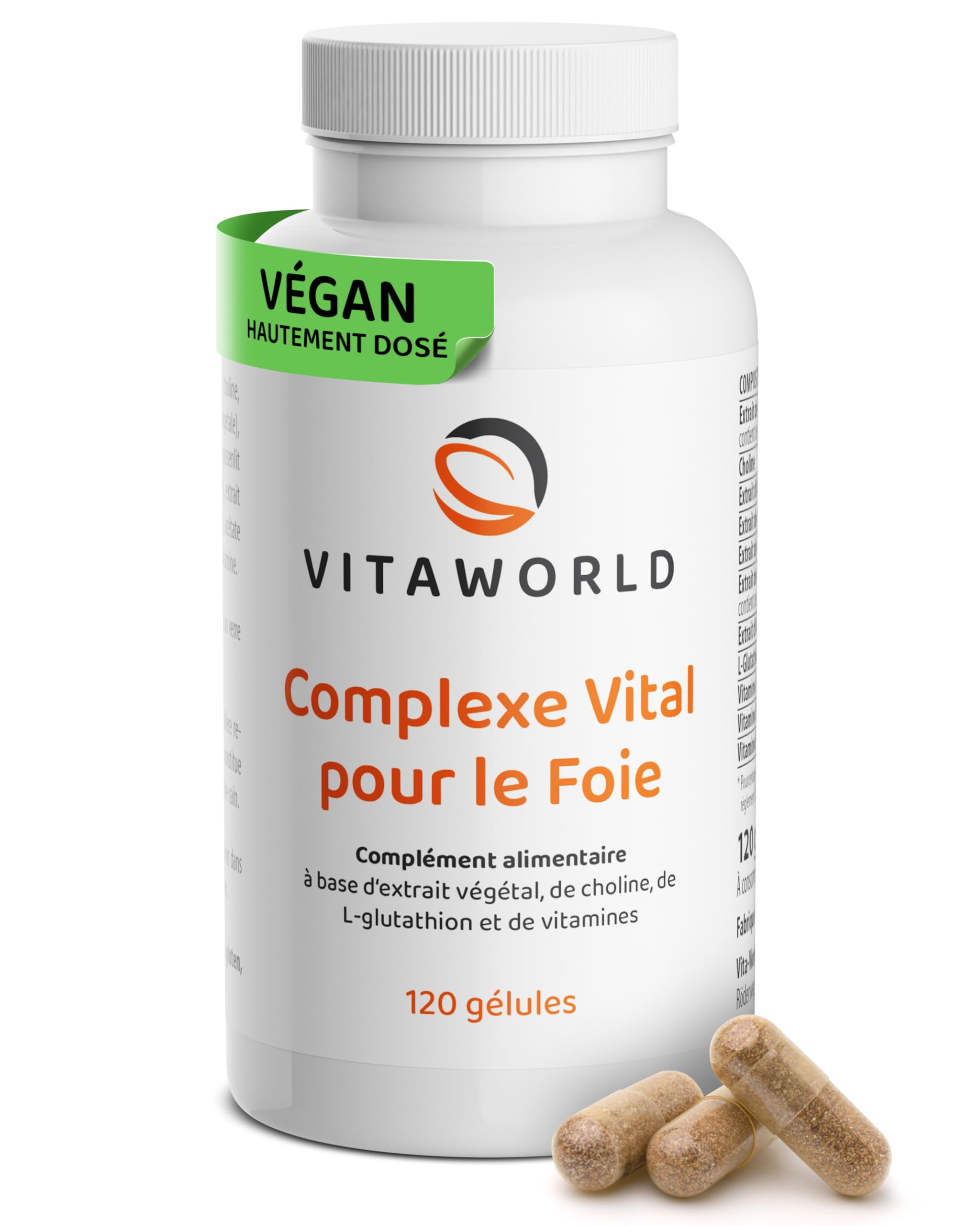 Complexe chardon-Marie, artichaut et pissenlit (120 gélules végétaliennes) – 2 mois – La choline soutient la fonction hépatique et la détoxification – Complexe Vital pour le Foie vitaworld