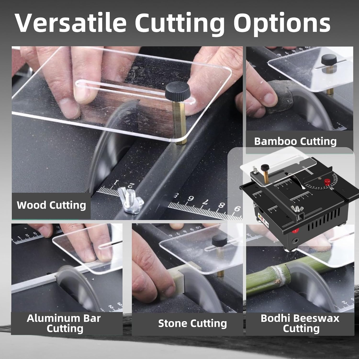 Mini Multi-functional Table Saw,100W Mini Table Saw,Portable Table Saw Cutter with Adjustable Speed & Angle,16MM Cutting Depth for Crafts, Sanding, Engraving Drilling (Regular-All tools)